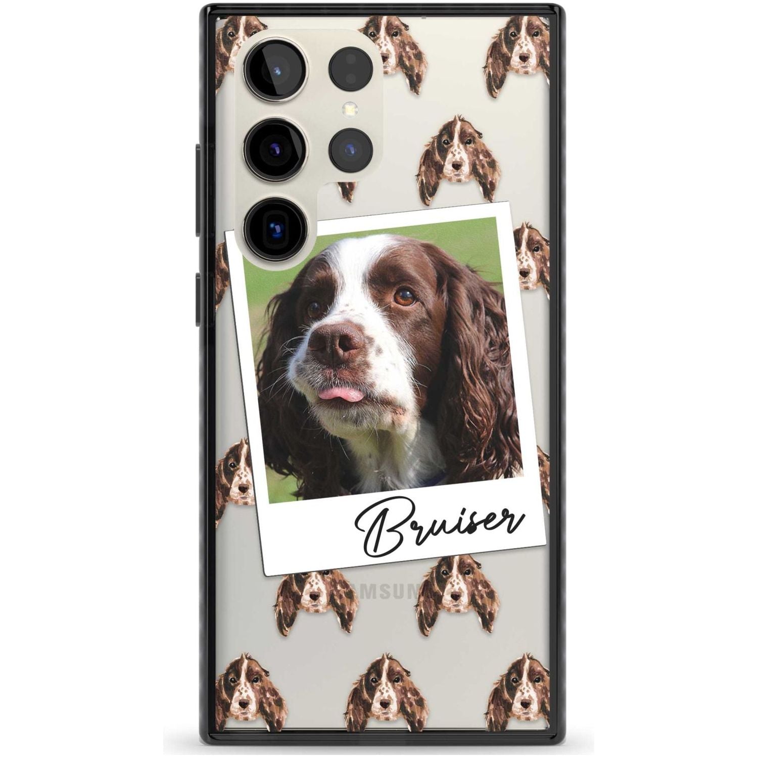 Personalised Springer Spaniel - Dog Photo Custom Phone Case Samsung S22 Ultra / Black Impact Case,Samsung S23 Ultra / Black Impact Case Blanc Space