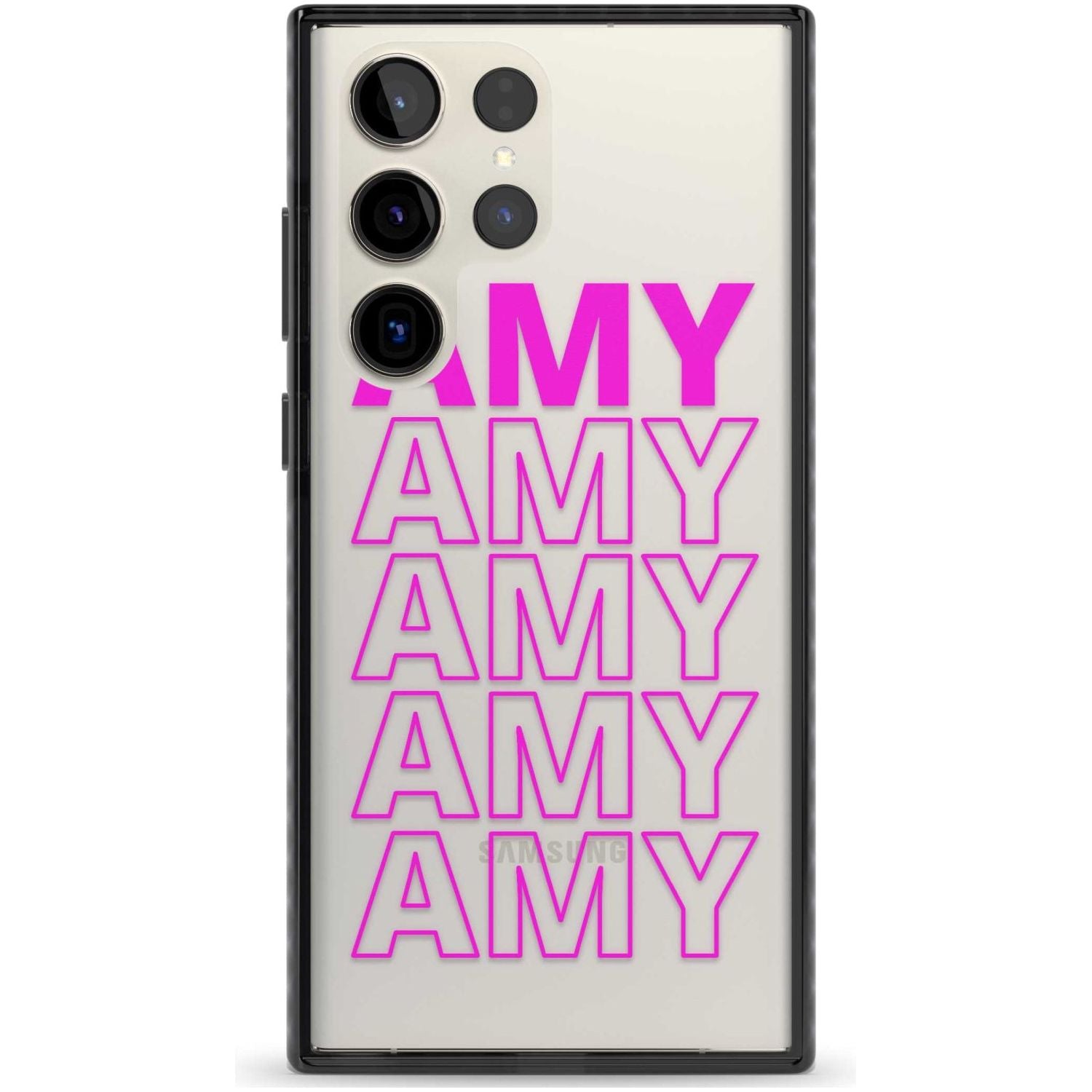 Personalised Clear Text 5D Custom Phone Case Samsung S22 Ultra / Black Impact Case,Samsung S23 Ultra / Black Impact Case Blanc Space