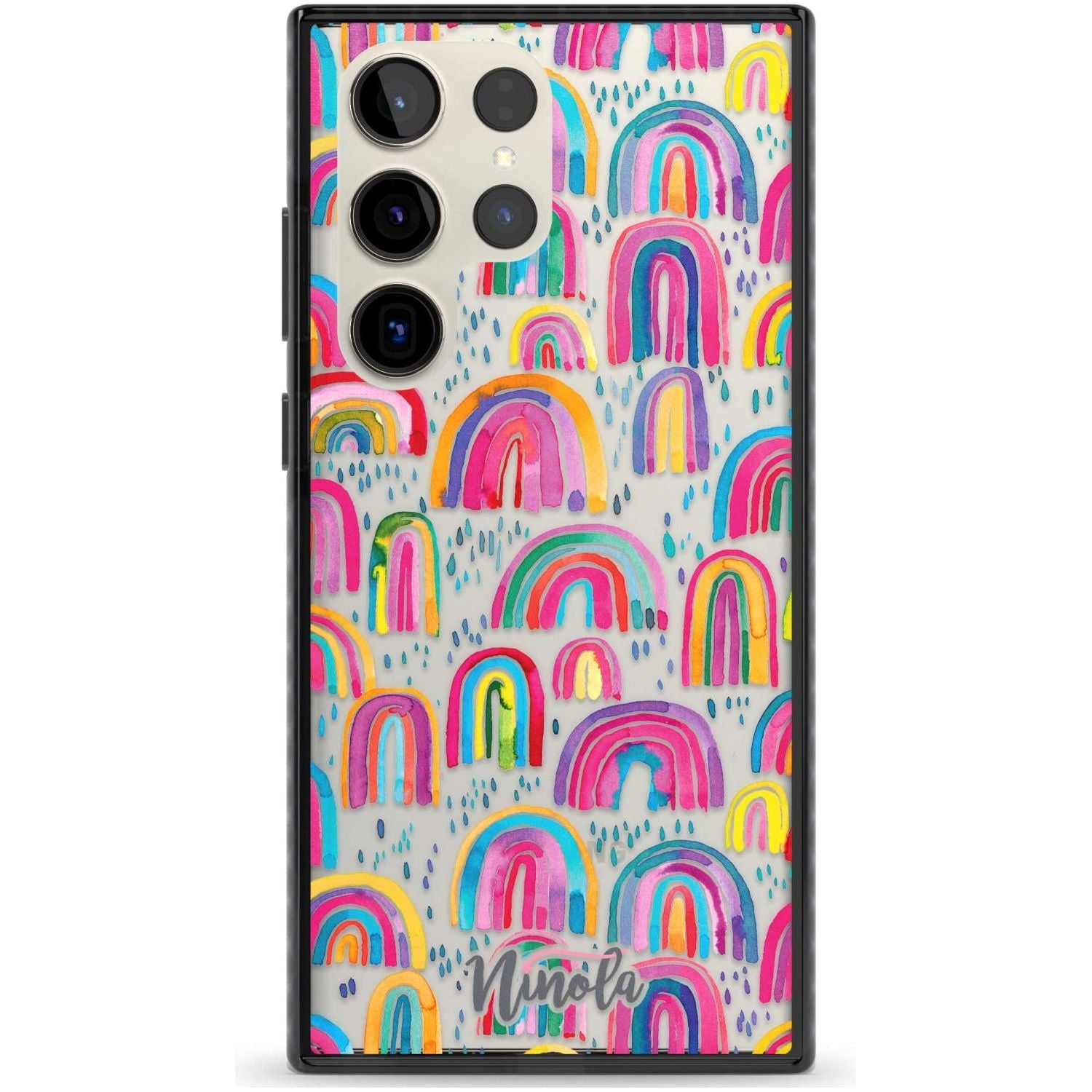 Cute Watercolor Rainbows Phone Case Samsung S22 Ultra / Black Impact Case,Samsung S23 Ultra / Black Impact Case Blanc Space