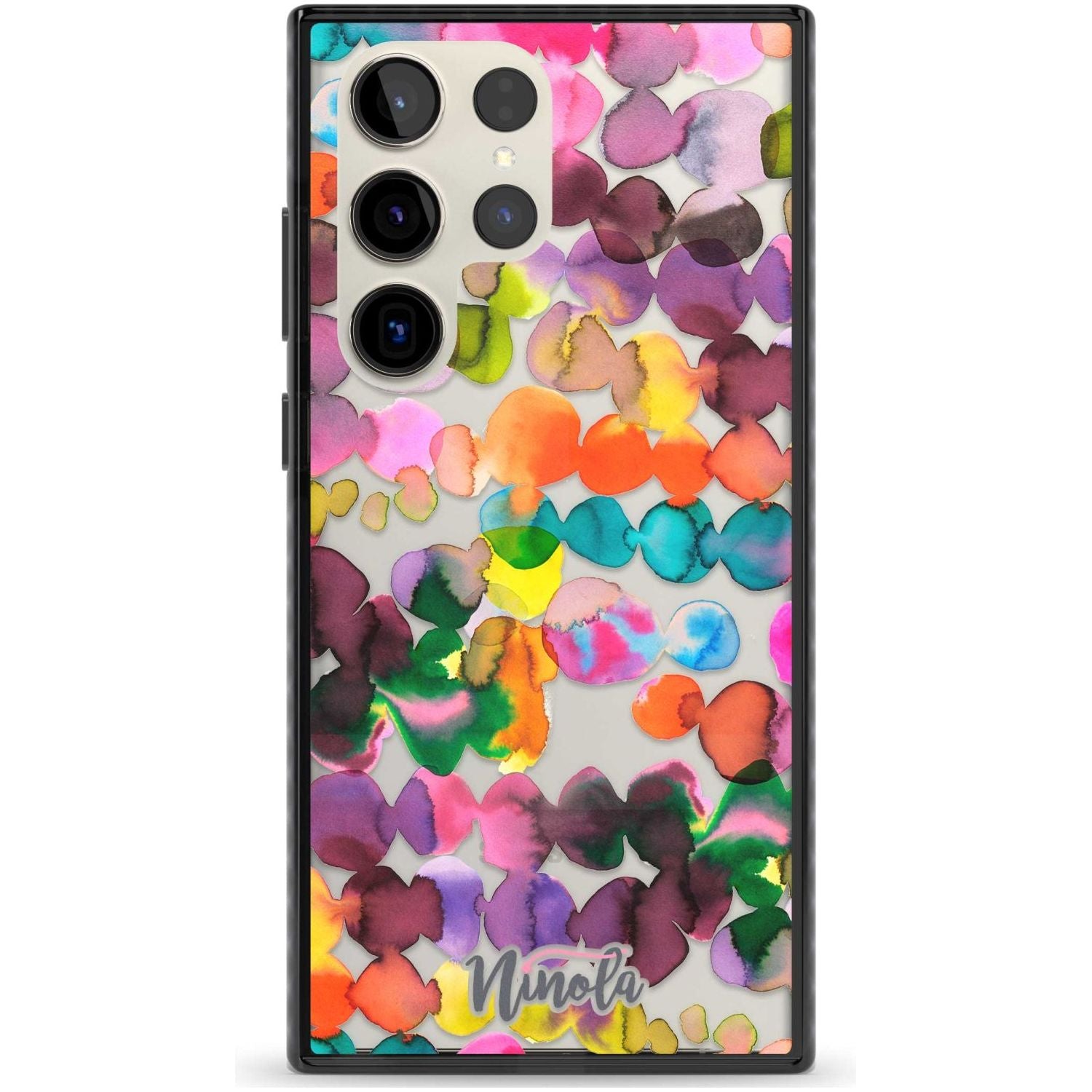 Ink Bleeding Dots Phone Case Samsung S22 Ultra / Black Impact Case,Samsung S23 Ultra / Black Impact Case Blanc Space