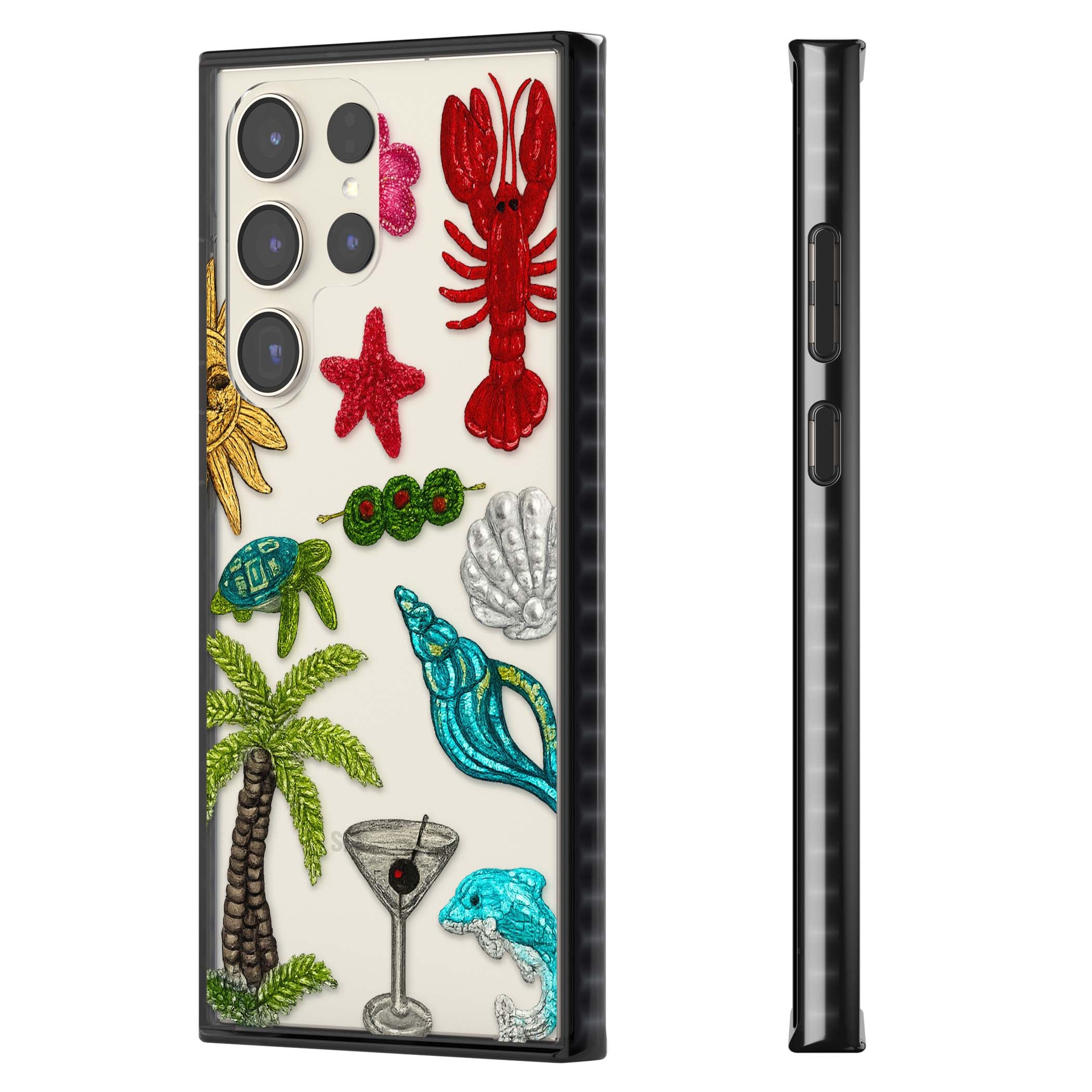Painted Coastal Pattern coastal iPhone case | Black Impact case for Samsung Galaxy S24 Ultra, Samsung Galaxy S23 Ultra, Samsung Galaxy S22 Ultra