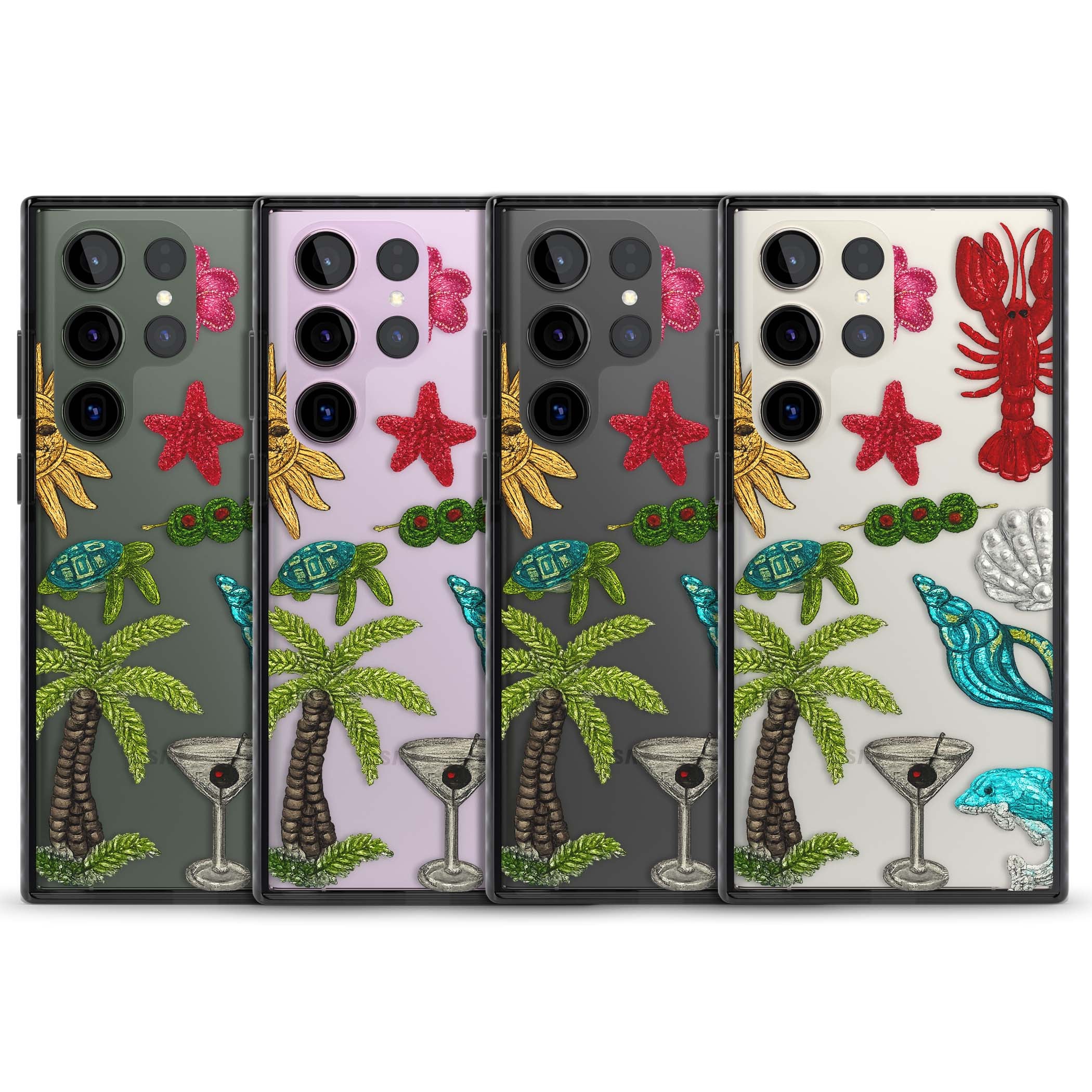Painted Coastal Pattern coastal iPhone case | Black Impact case for Samsung Galaxy S24 Ultra, Samsung Galaxy S23 Ultra, Samsung Galaxy S22 Ultra