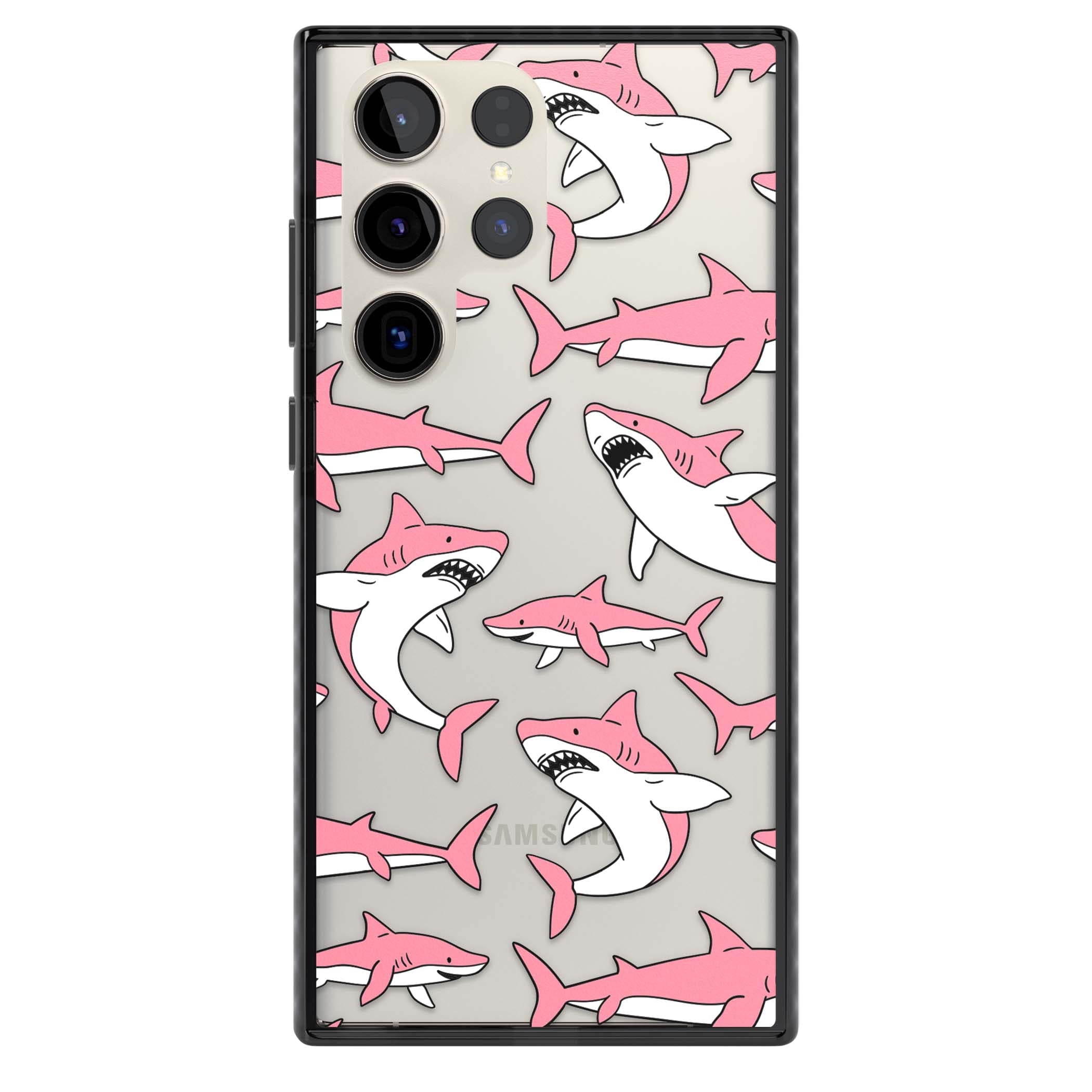 Bubblegum Sharks for her iPhone case | Black Impact case for Samsung Galaxy S24 Ultra, Samsung Galaxy S23 Ultra, Samsung Galaxy S22 Ultra