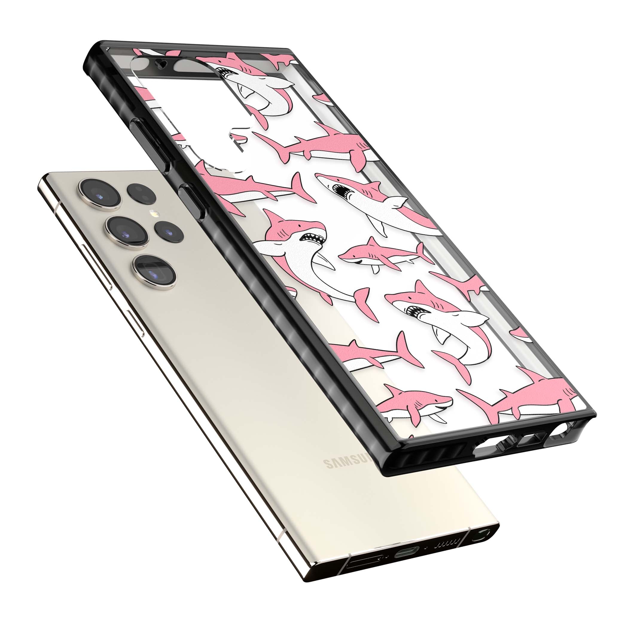 Bubblegum Sharks for her iPhone case | Black Impact case for Samsung Galaxy S24 Ultra, Samsung Galaxy S23 Ultra, Samsung Galaxy S22 Ultra