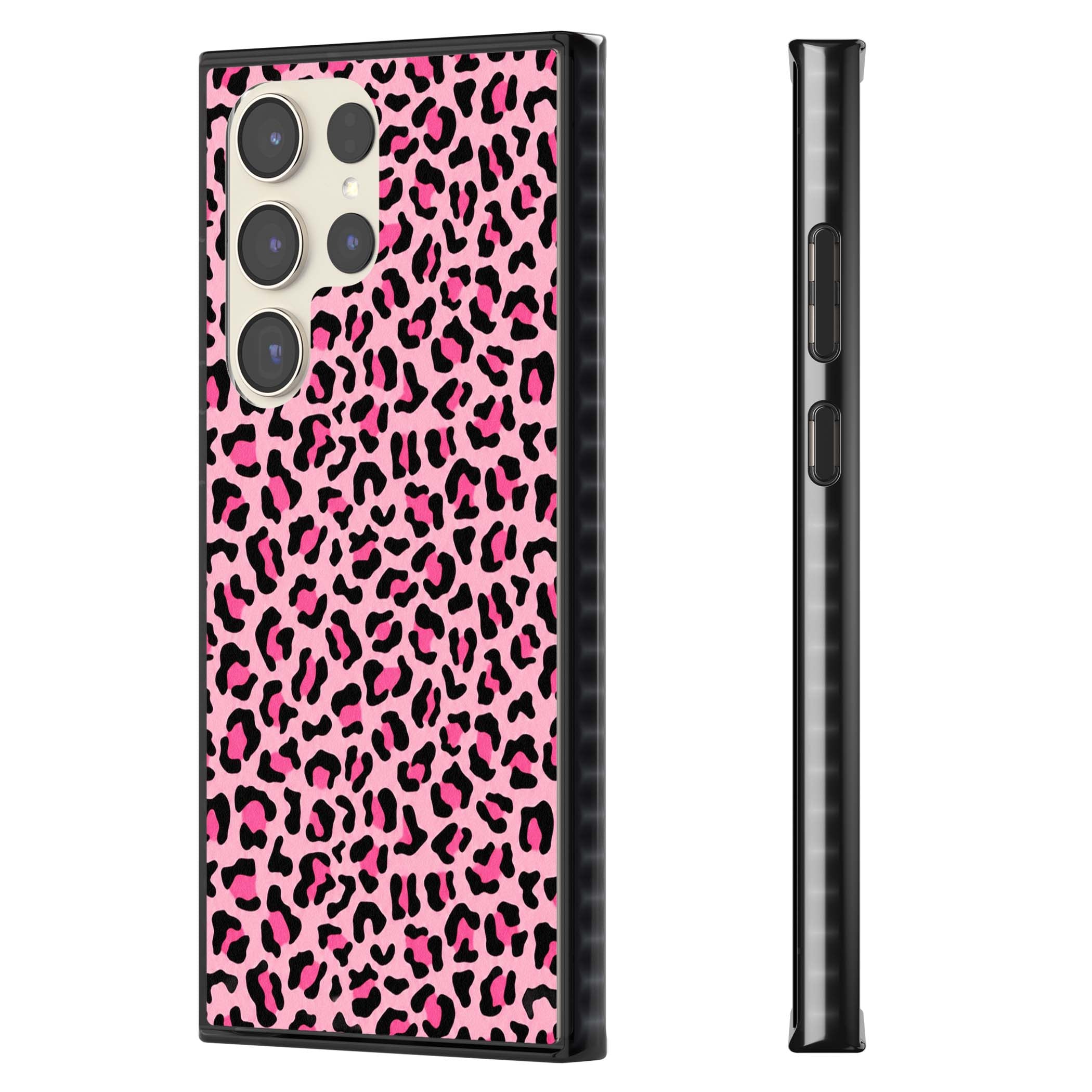 Pink Leopard baddie iPhone case | Black Impact case for Samsung Galaxy S24 Ultra, Samsung Galaxy S23 Ultra, Samsung Galaxy S22 Ultra