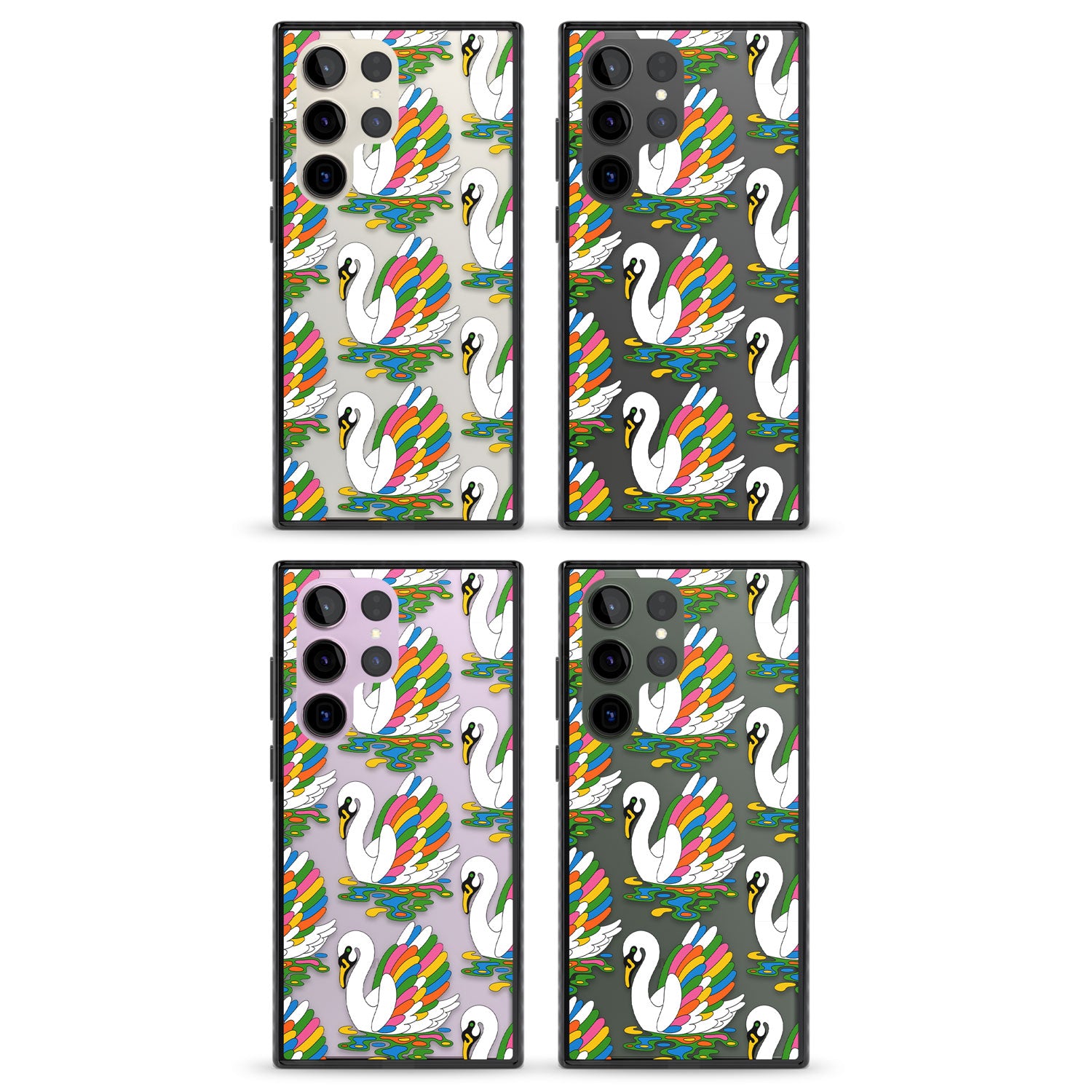 Colourful Swan Pattern Impact Phone Case for Samsung Galaxy S24 Ultra , Samsung Galaxy S23 Ultra, Samsung Galaxy S22 Ultra