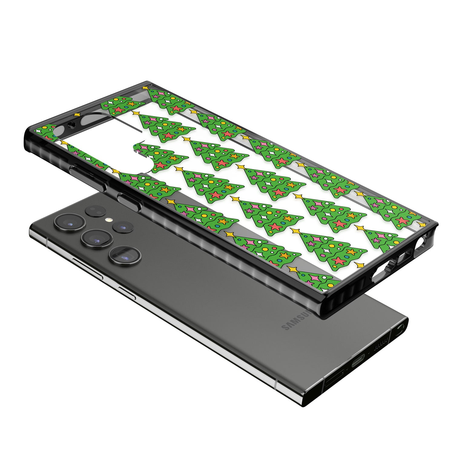 Christmas Tree Pattern (Clear) Impact Phone Case for Samsung Galaxy S24 Ultra , Samsung Galaxy S23 Ultra, Samsung Galaxy S22 Ultra