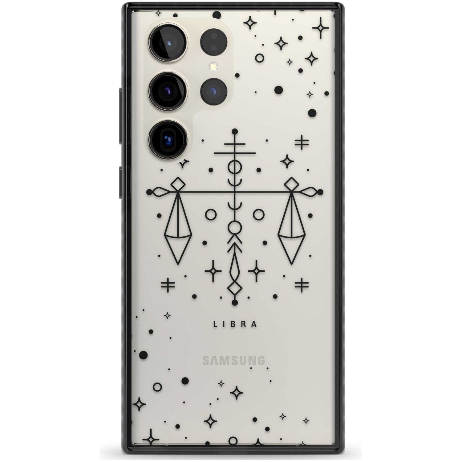 Libra Emblem - Transparent Design Phone Case Samsung S22 Ultra / Black Impact Case,Samsung S23 Ultra / Black Impact Case Blanc Space