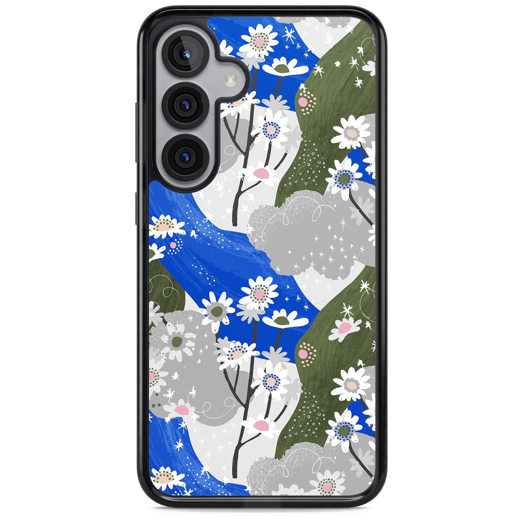 Blue & Grey Daisies Pattern