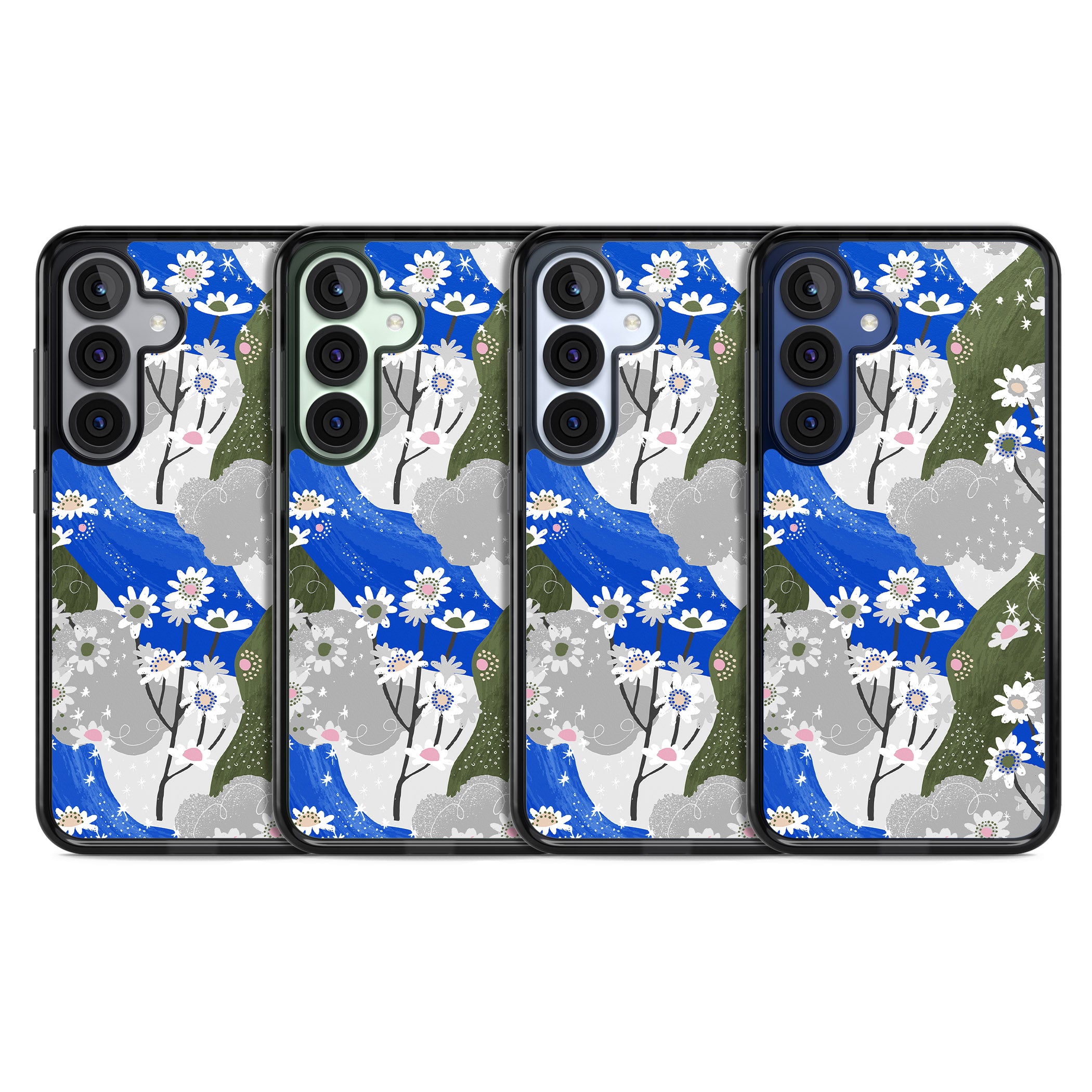 Blue & Grey Daisies Pattern