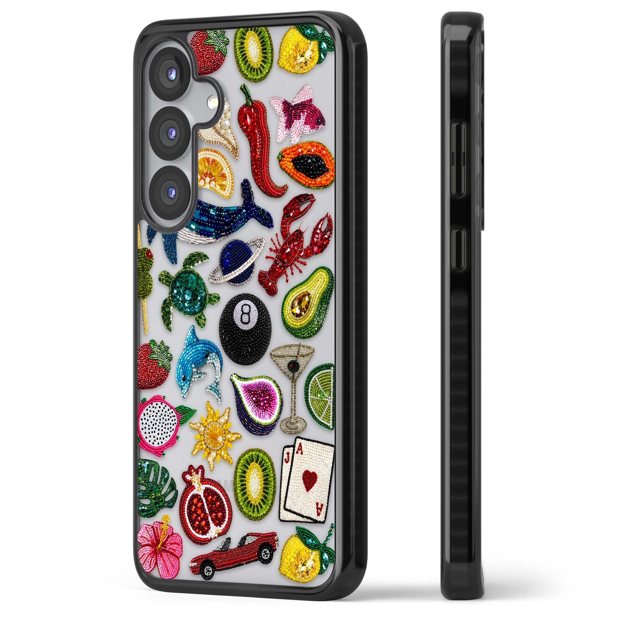 Beaded Mix cute iPhone case | Black Impact case for Samsung Galaxy S25, Samsung Galaxy S25 Plus