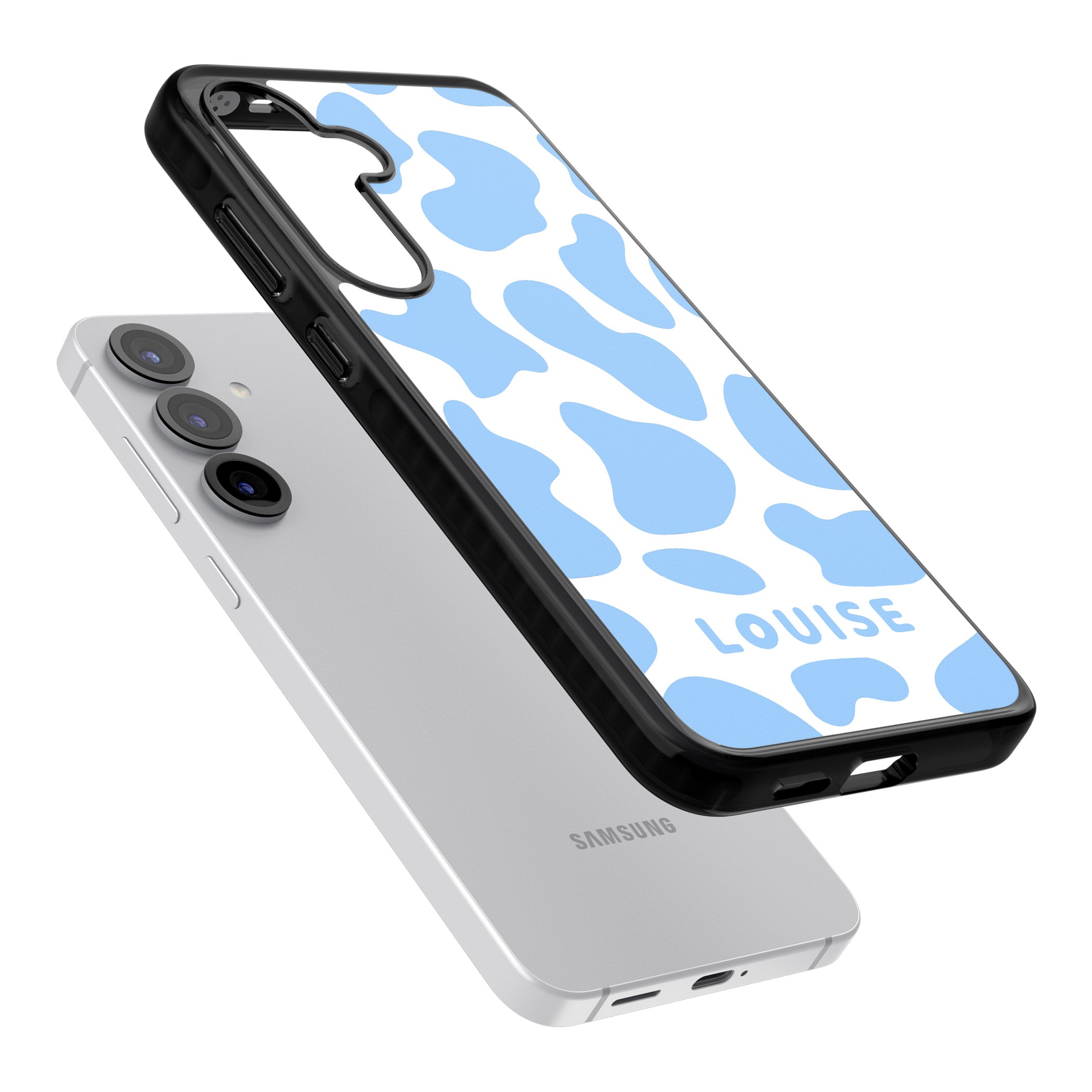 Personalised Blue And White Cow Print