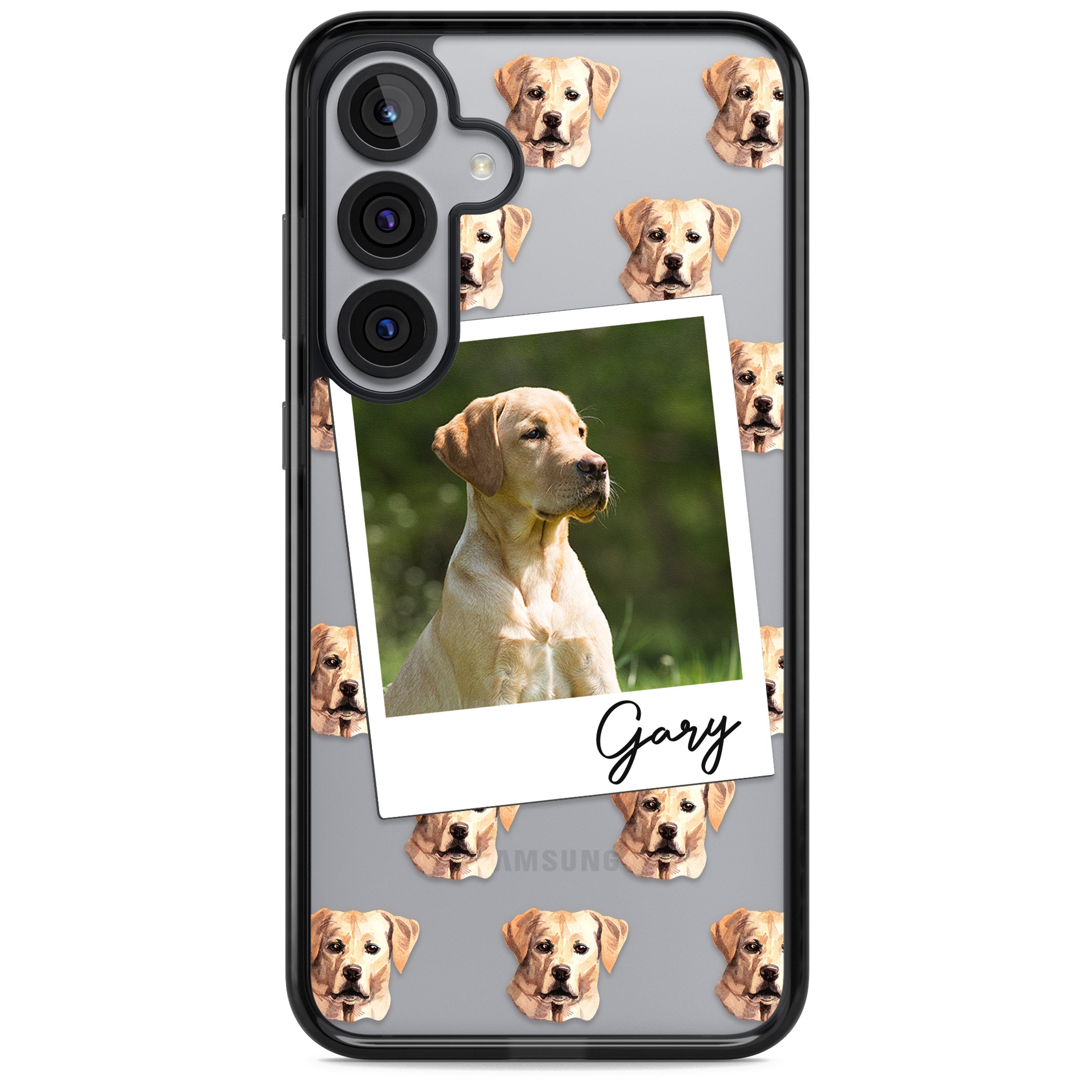 Personalised Tan Black Labrador Instant Camera Photo