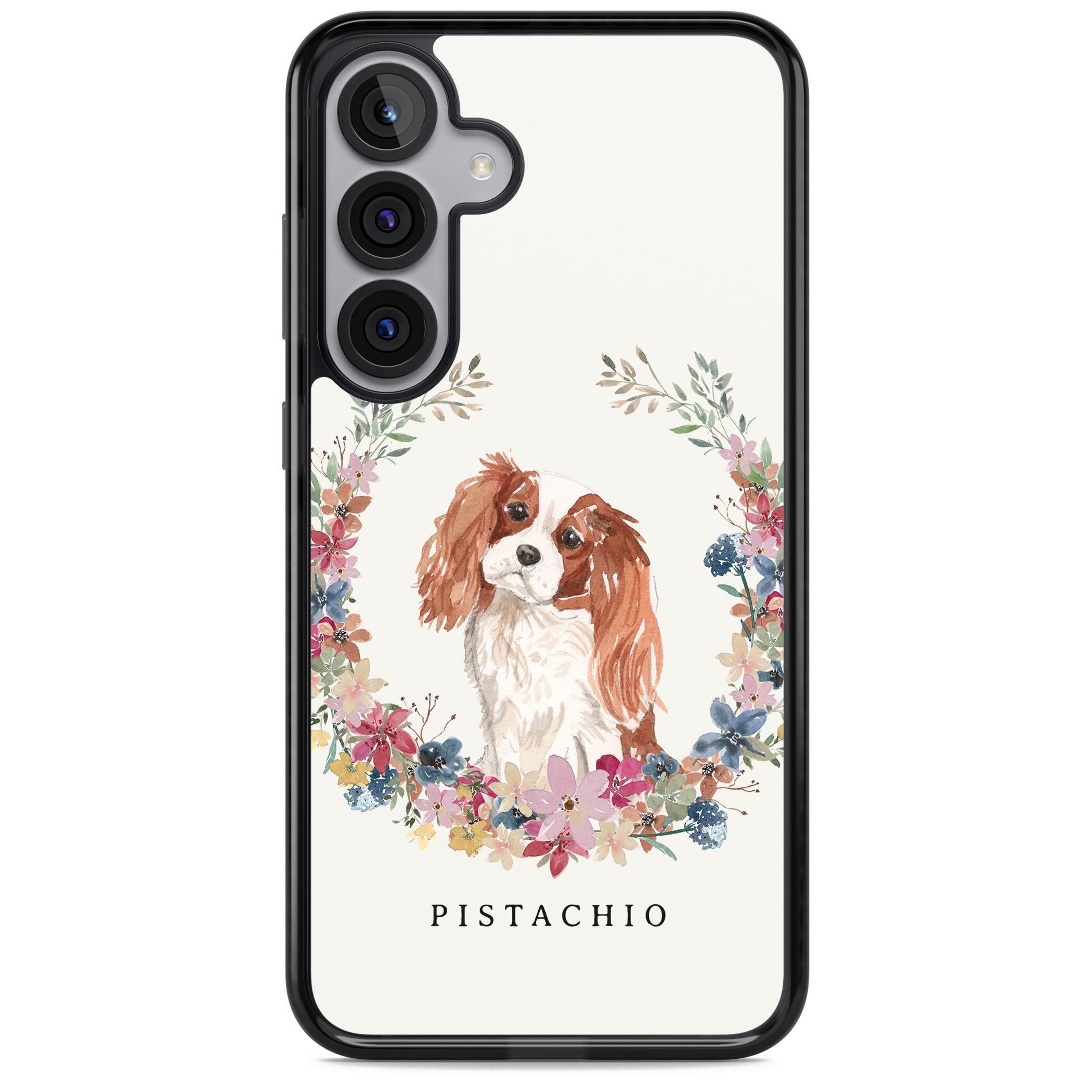 Personalised Cavalier King Charles Floral Portrait