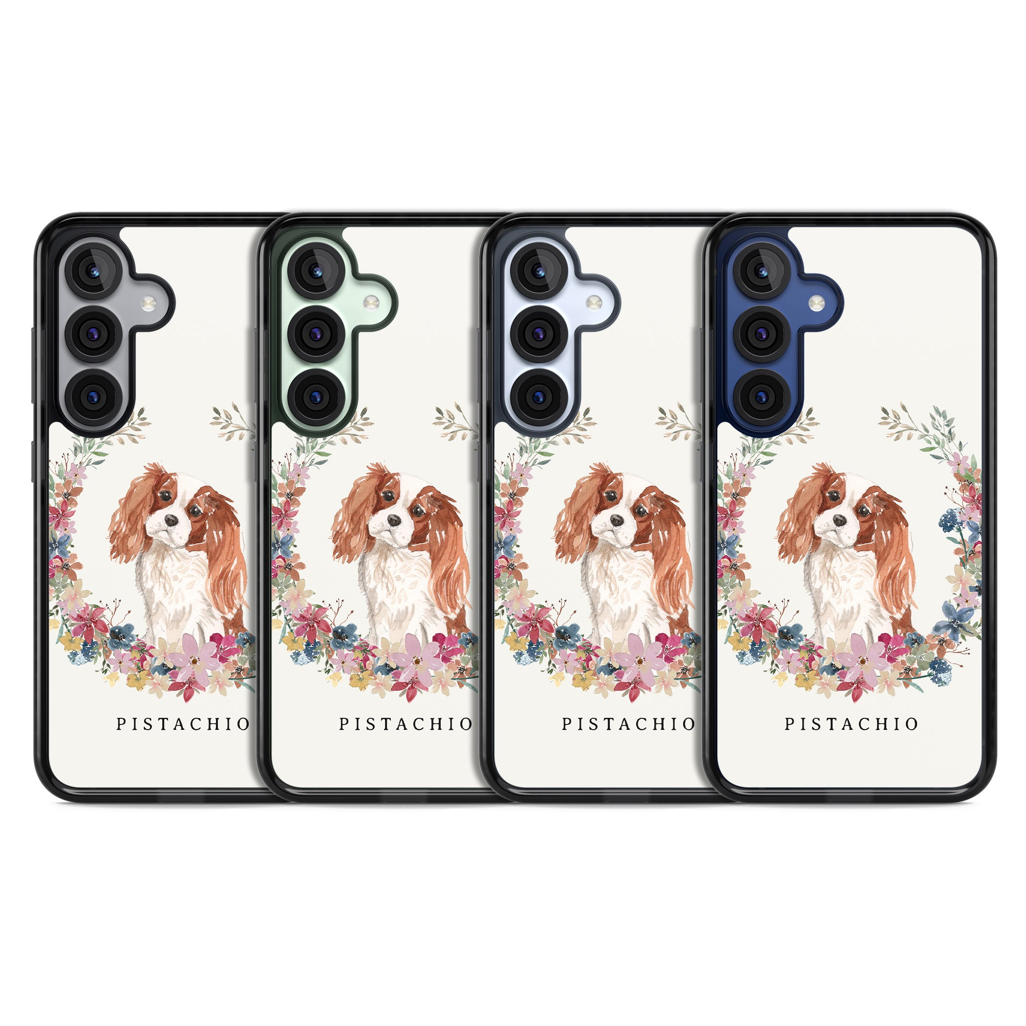 Personalised Cavalier King Charles Floral Portrait