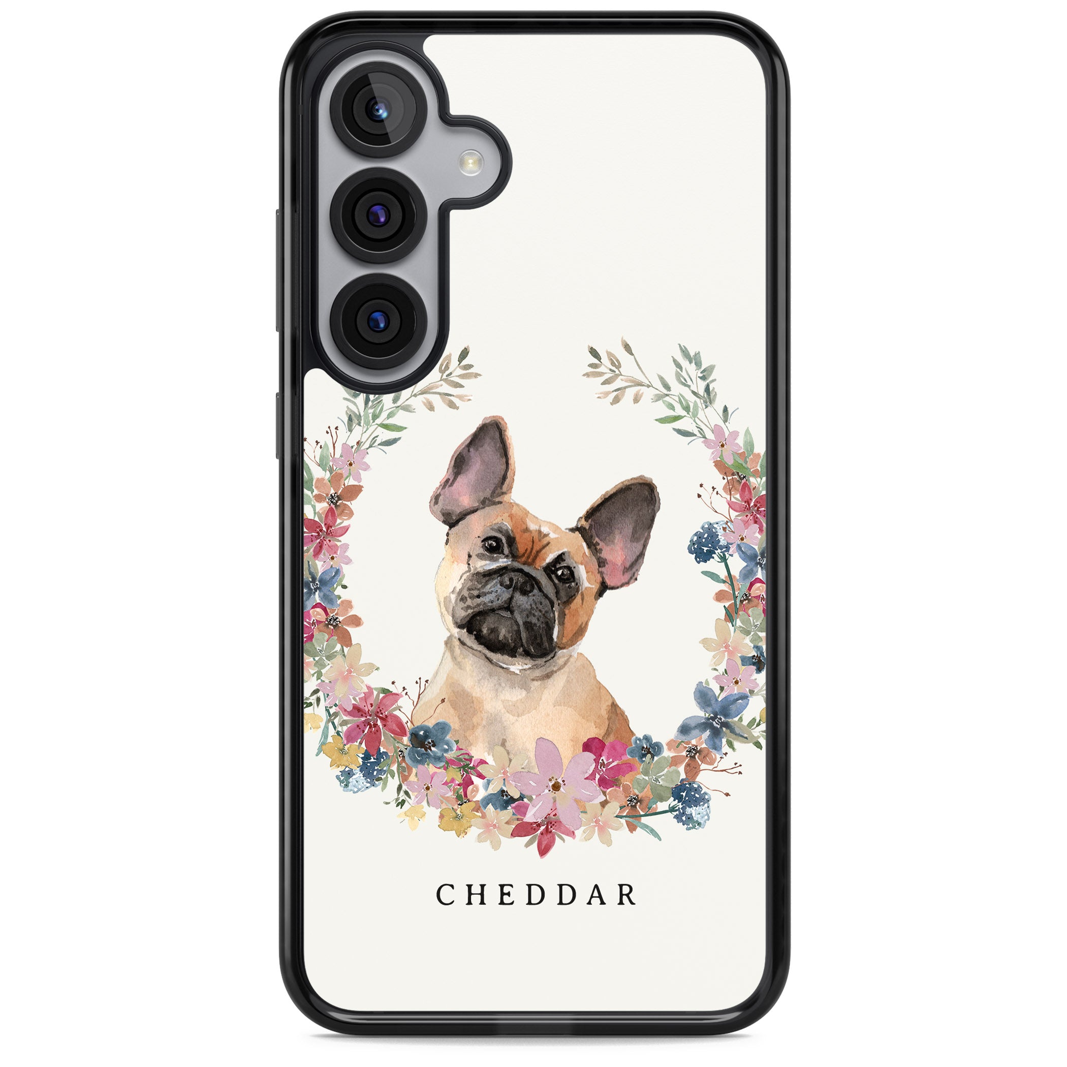Personalised Tan French Bulldog Floral Portrait