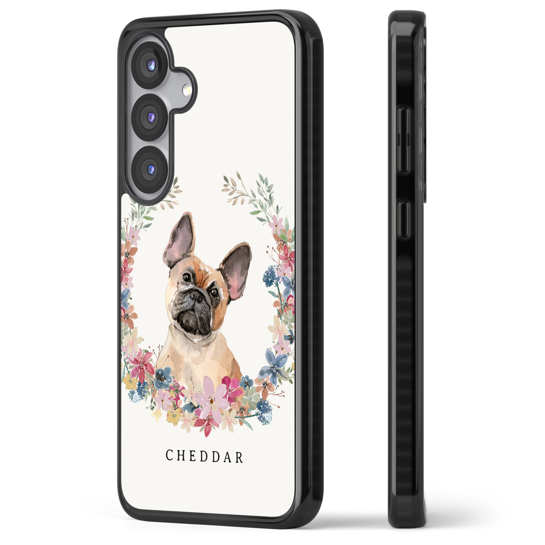 Personalised Tan French Bulldog Floral Portrait