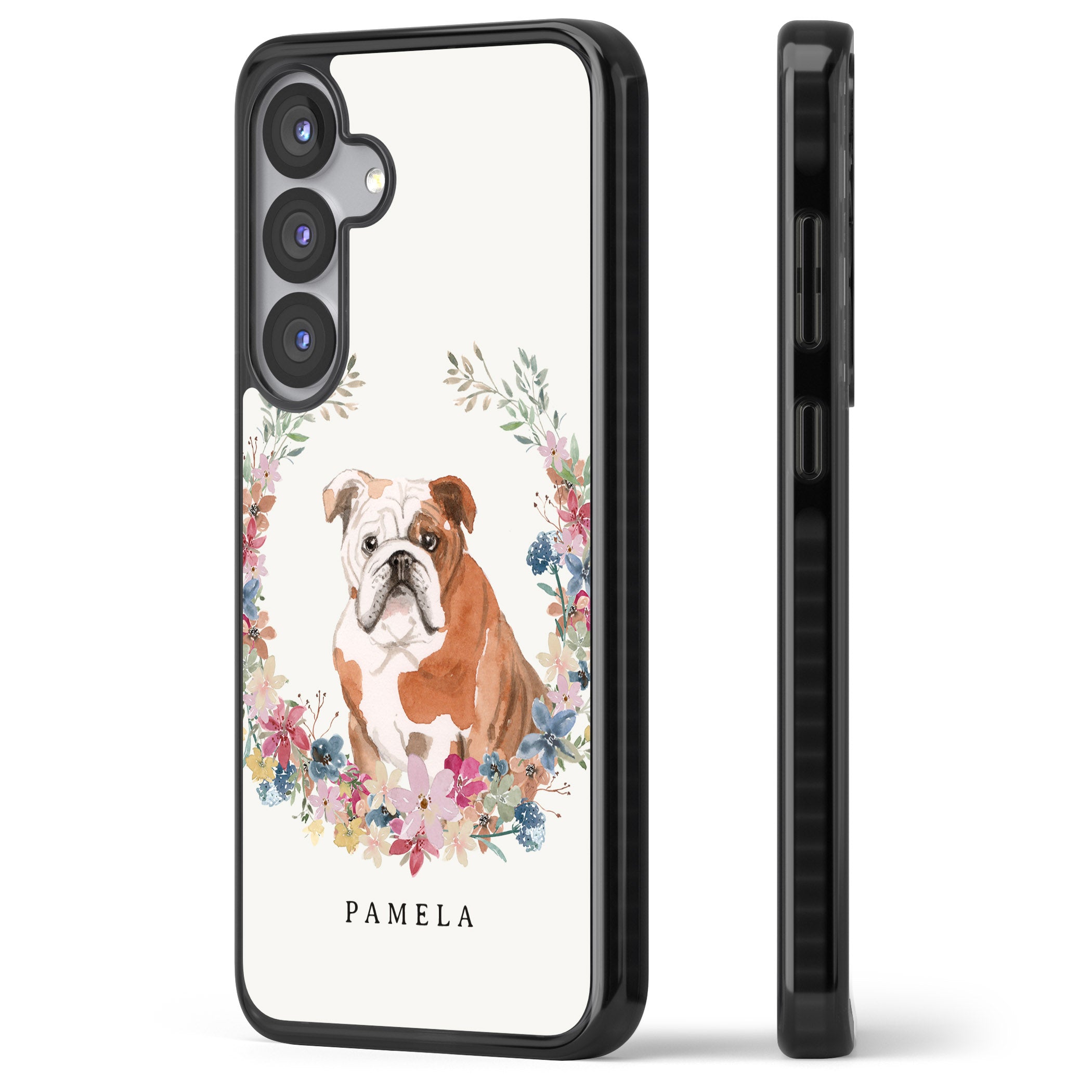 Personalised English Bulldog Floral Portrait