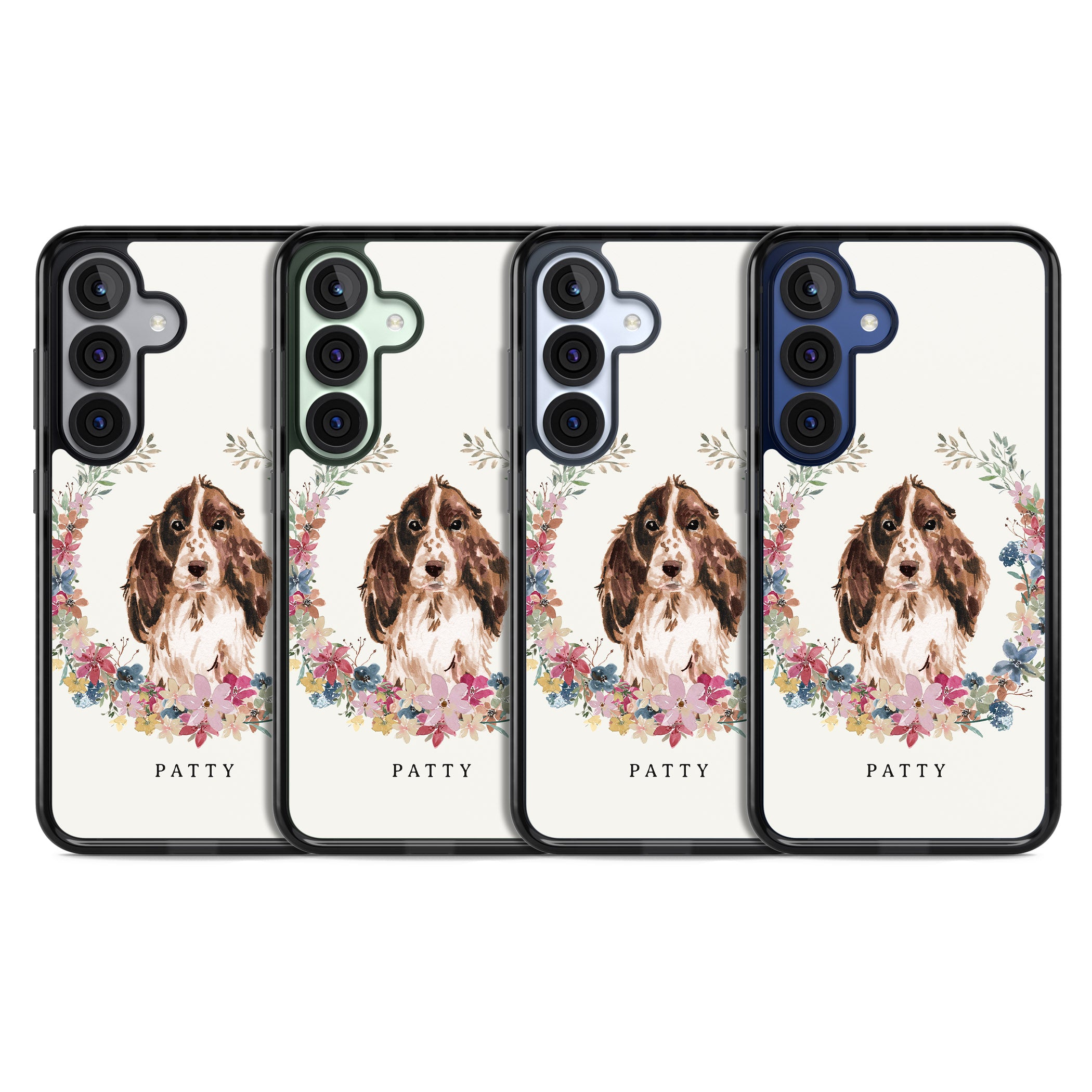 Personalised Cocker Spaniel Floral Portrait
