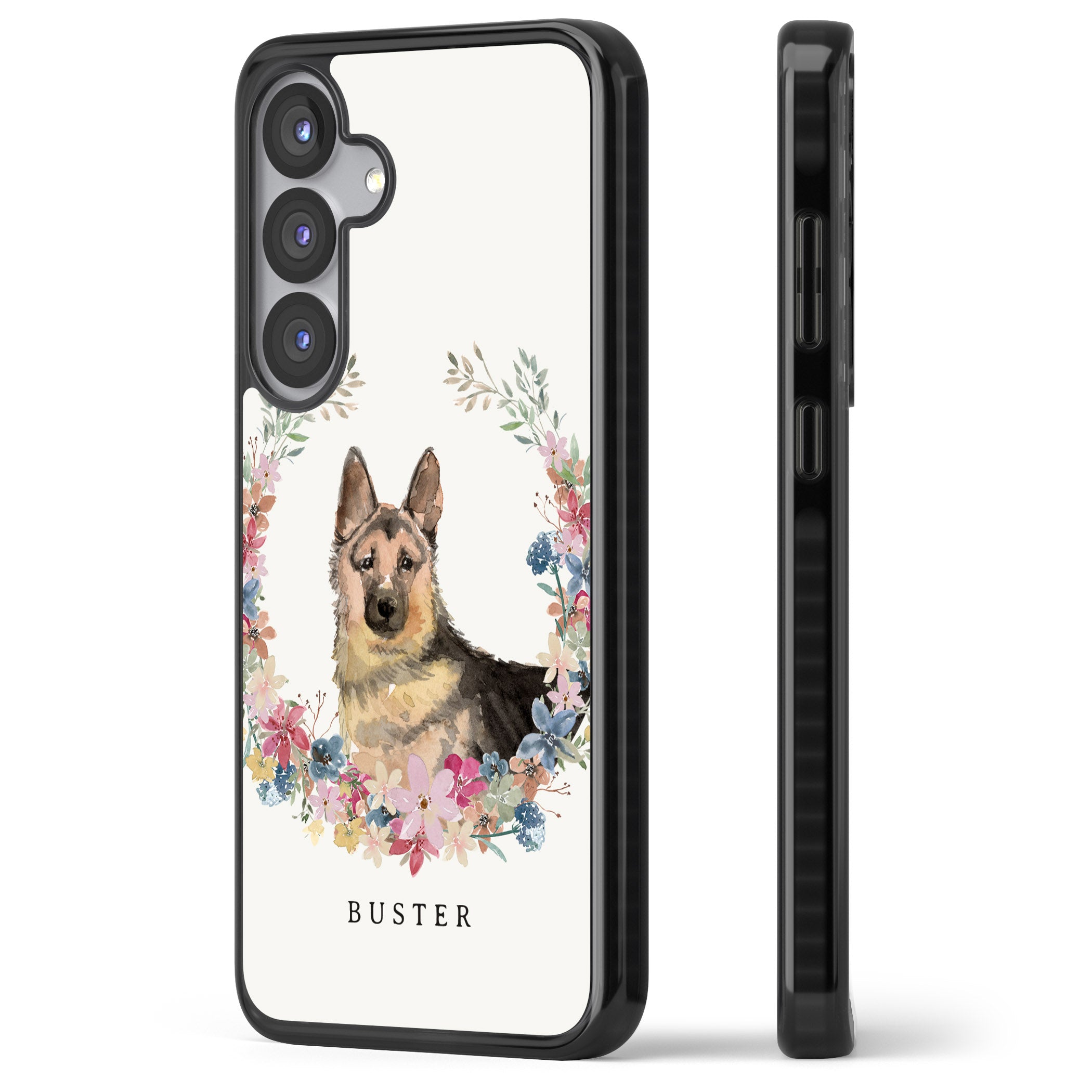 Personalised German Shepherd Floral Portrait