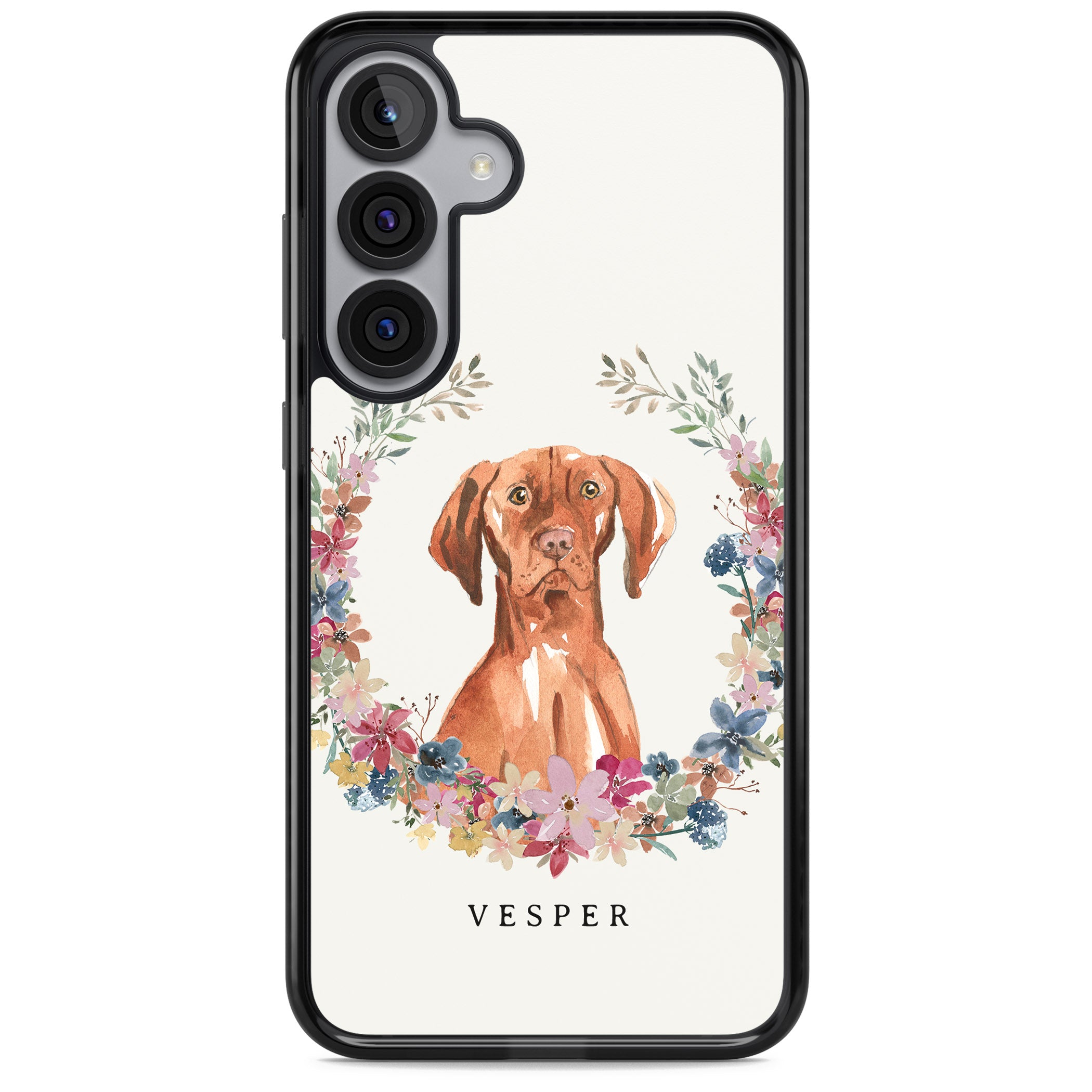 Personalised Hungarian Vizsla Floral Portrait