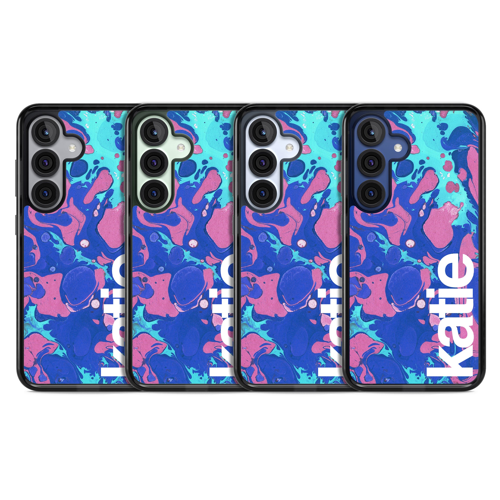 Personalised Navy & Turquoise Marbled