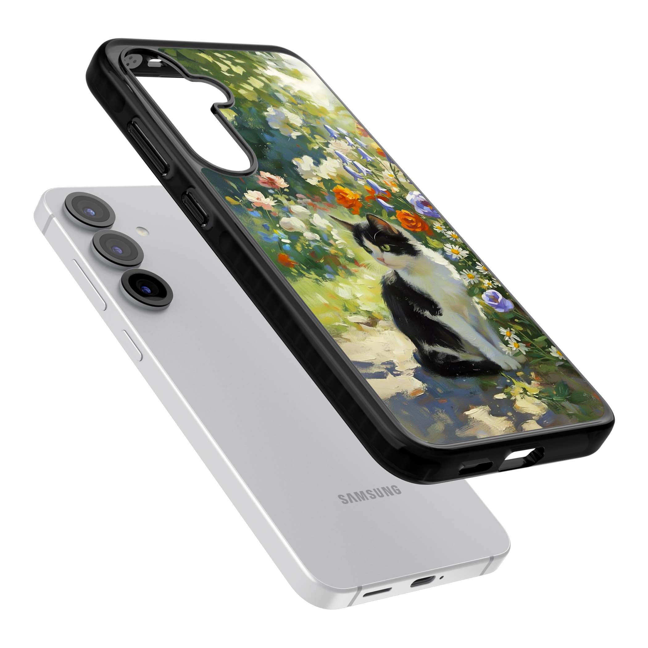 Cat In The Meadow for her iPhone case | Black Impact case for Samsung Galaxy S25, Samsung Galaxy S25 Plus