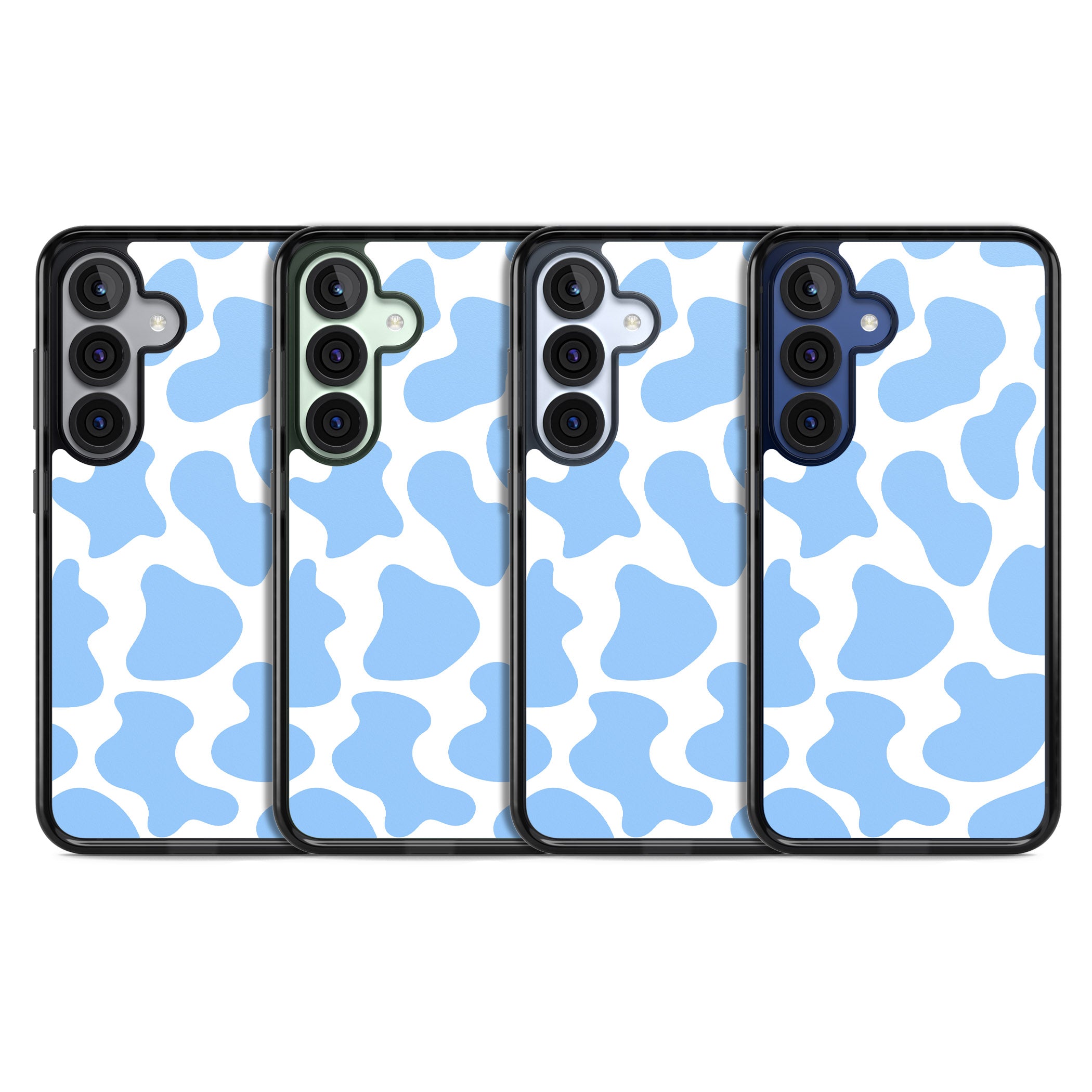 Blue And White Cow Print