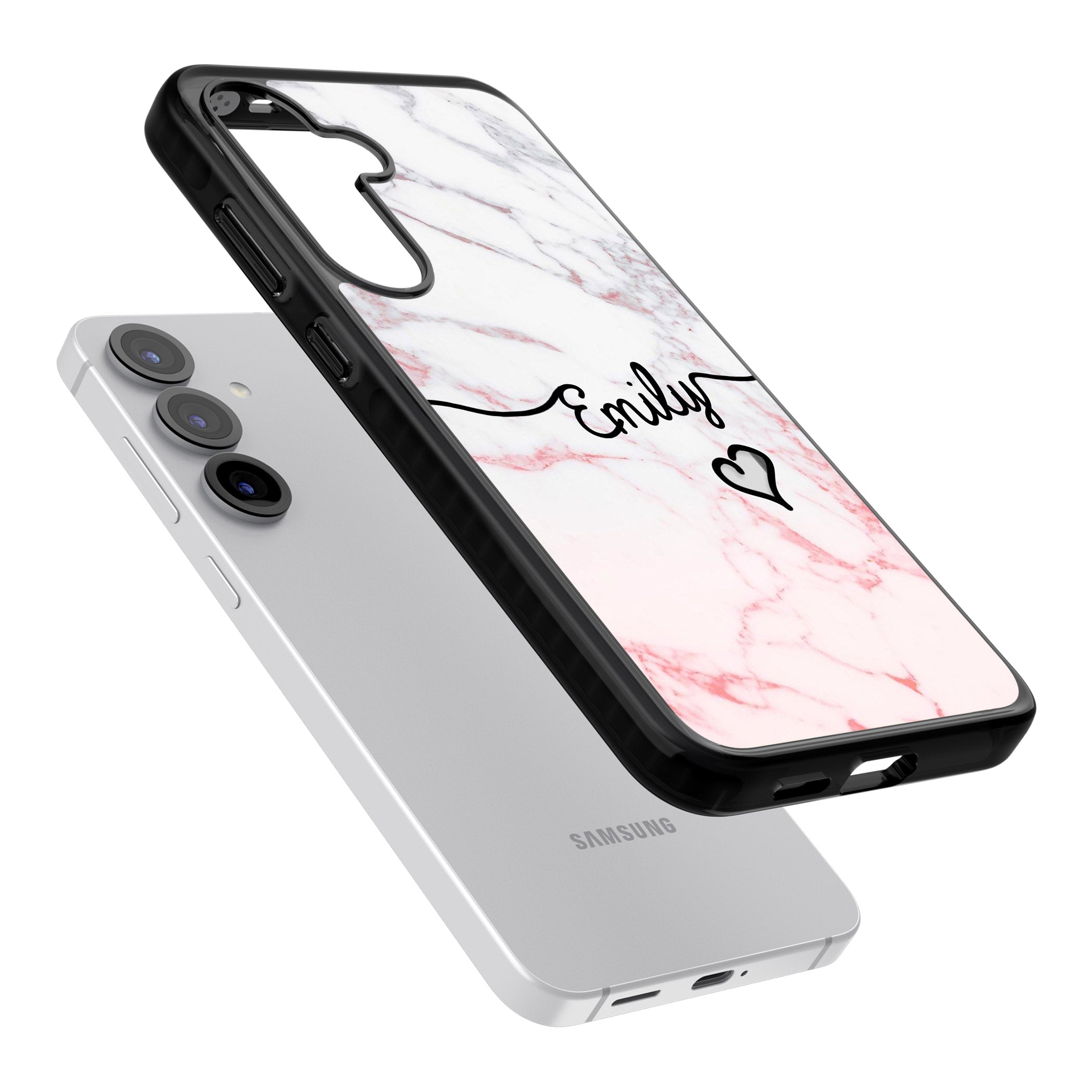 Personalised Pink Fade Marble Heart