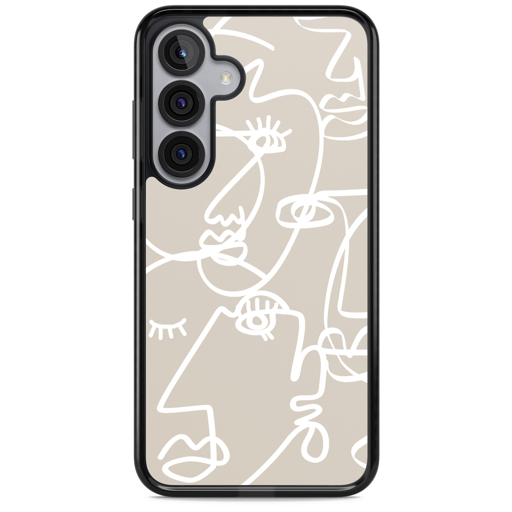 Abstract Line Art White Beige