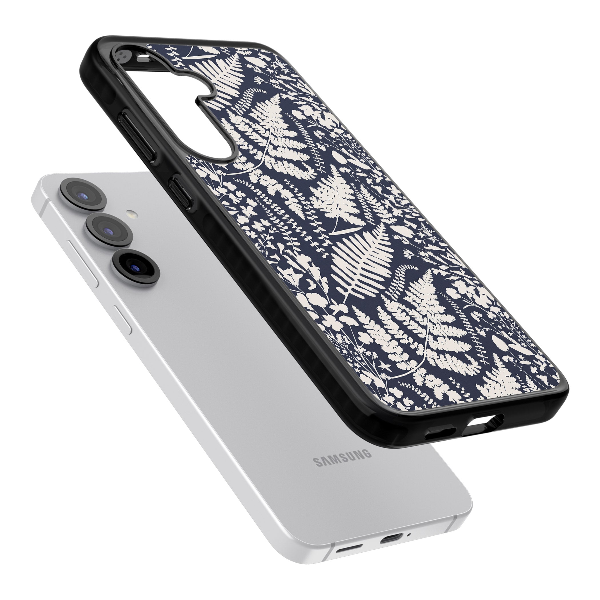 Wildflowers & Ferns On Navy