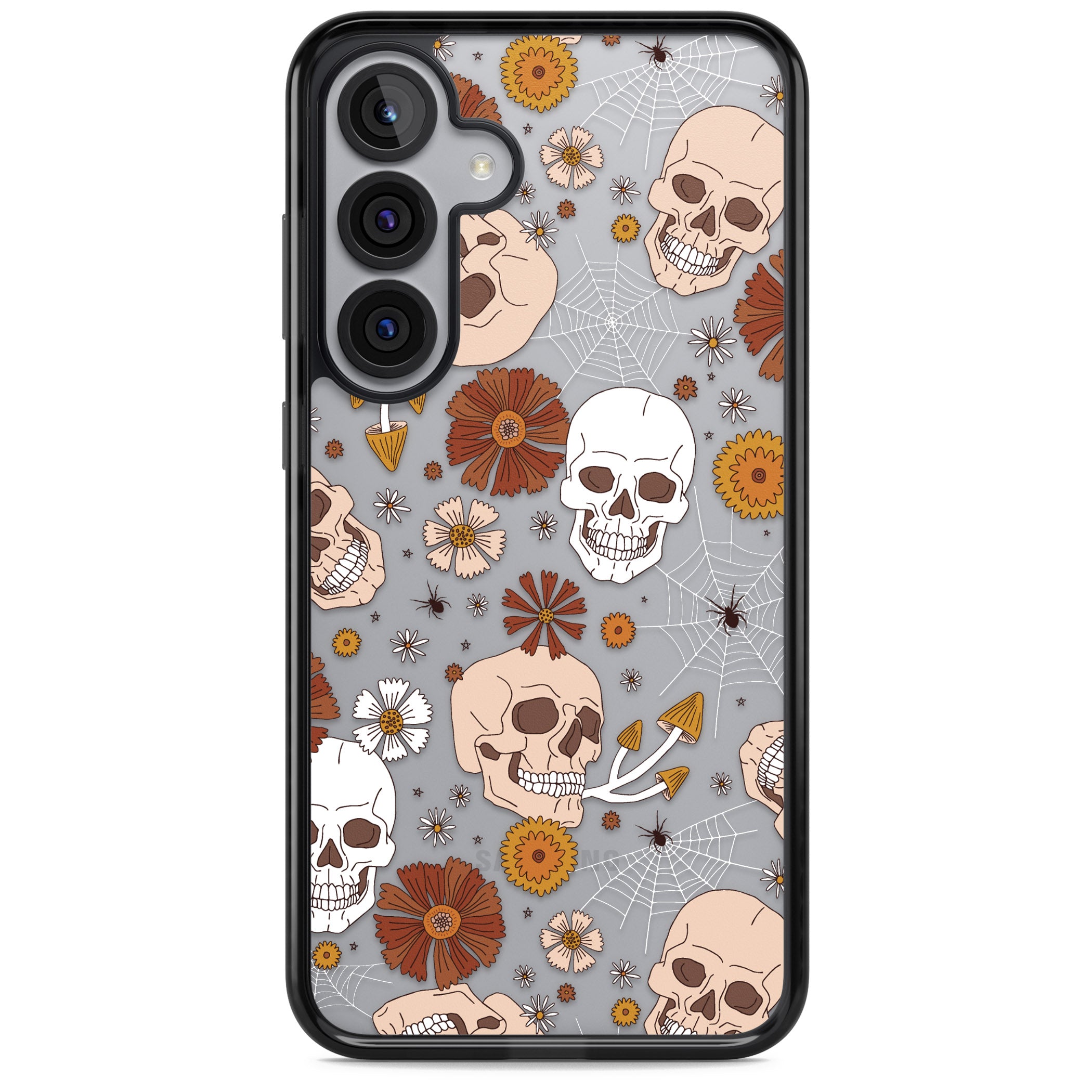 Halloween Skulls And Flowers