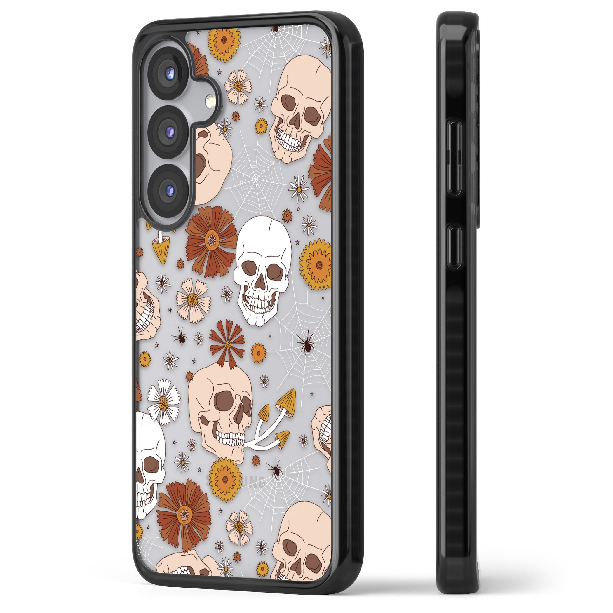 Halloween Skulls And Flowers