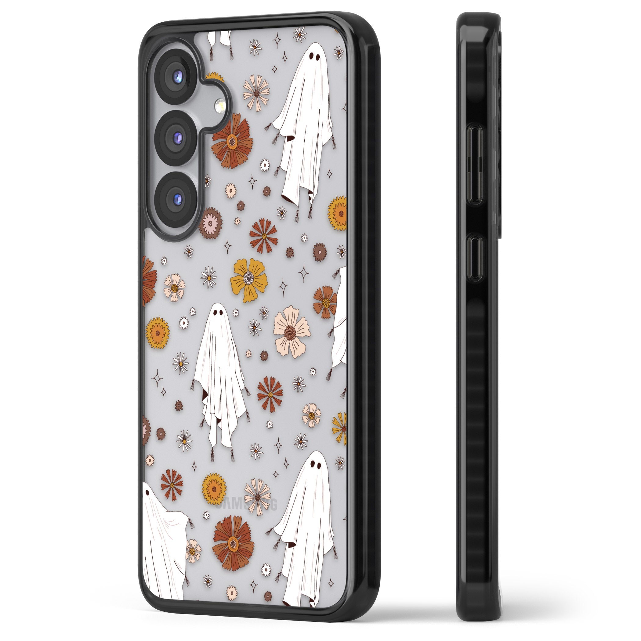 Halloween Ghosts And Flowers