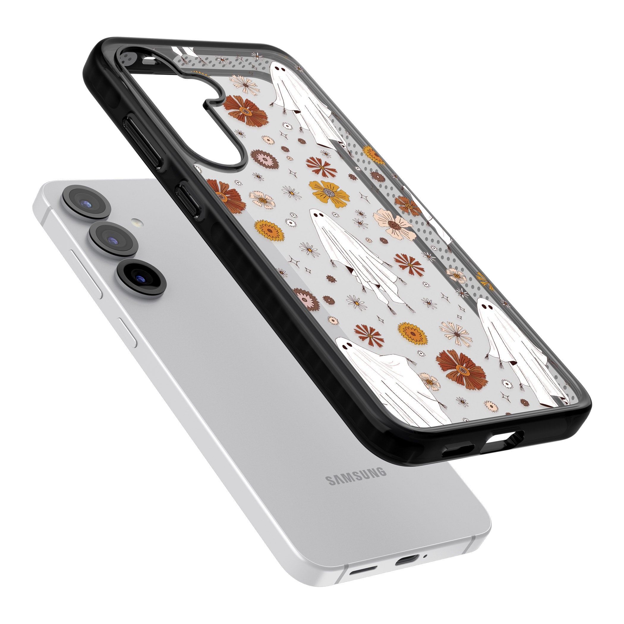 Halloween Ghosts And Flowers