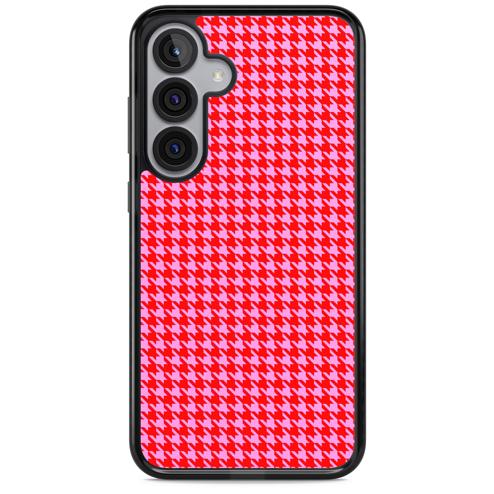 Neon Pink & Red Houndstooth