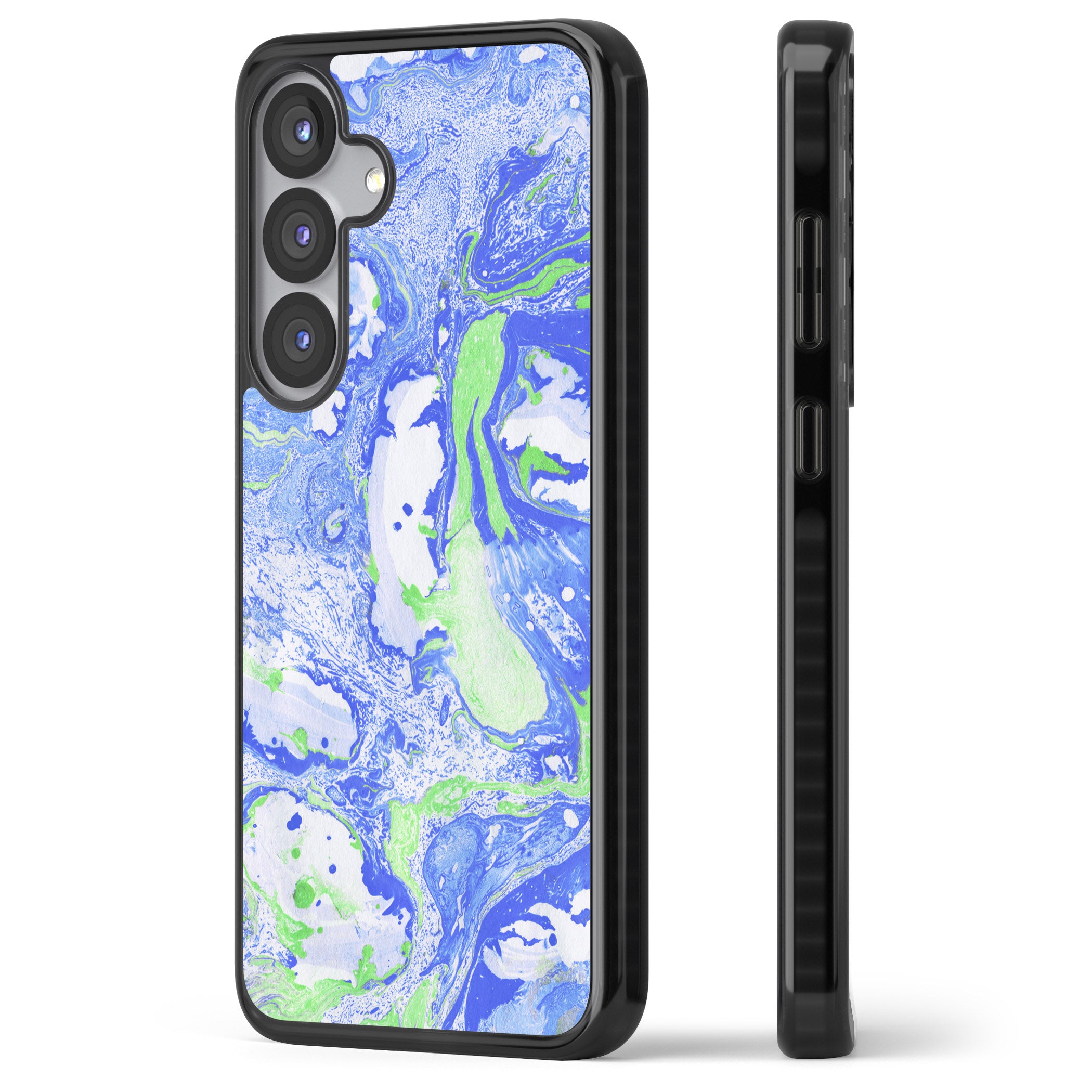 Dark Blue & Green Marbled Paper Pattern