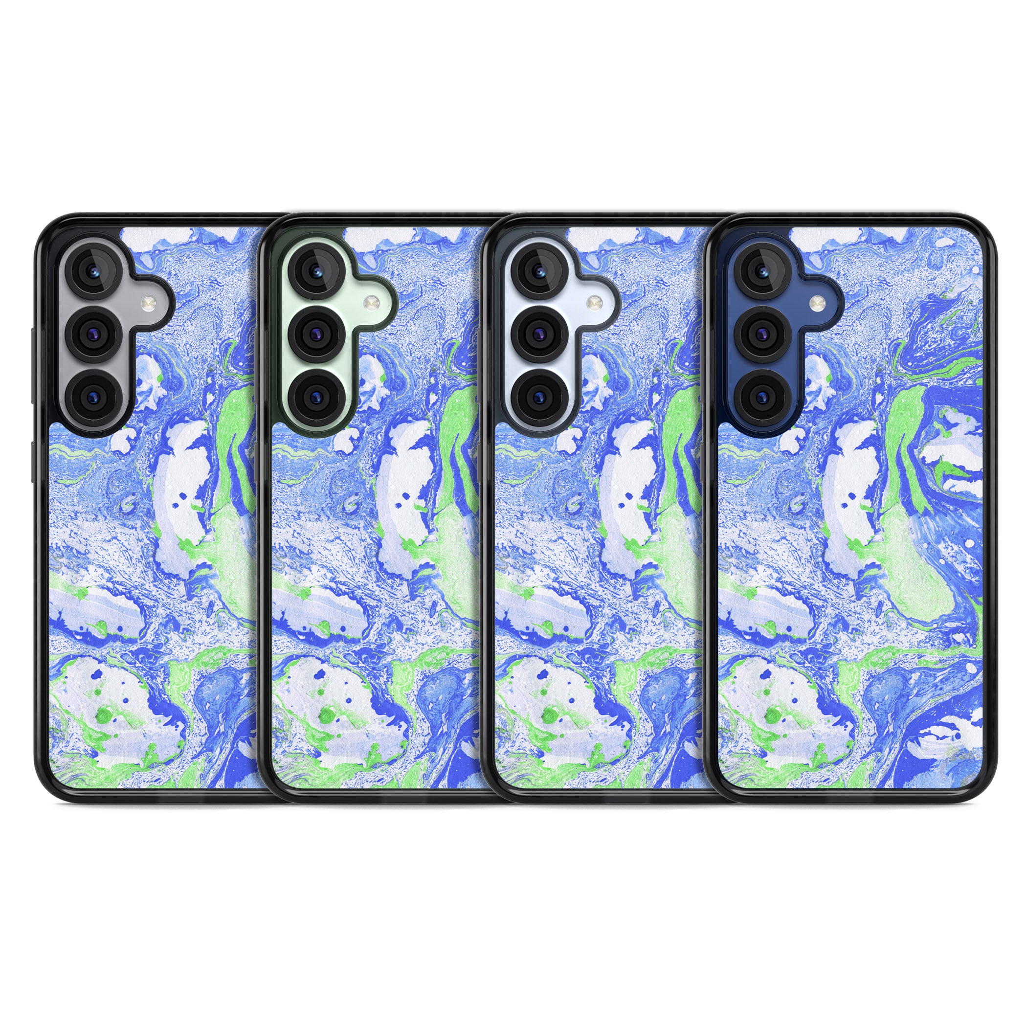 Dark Blue & Green Marbled Paper Pattern