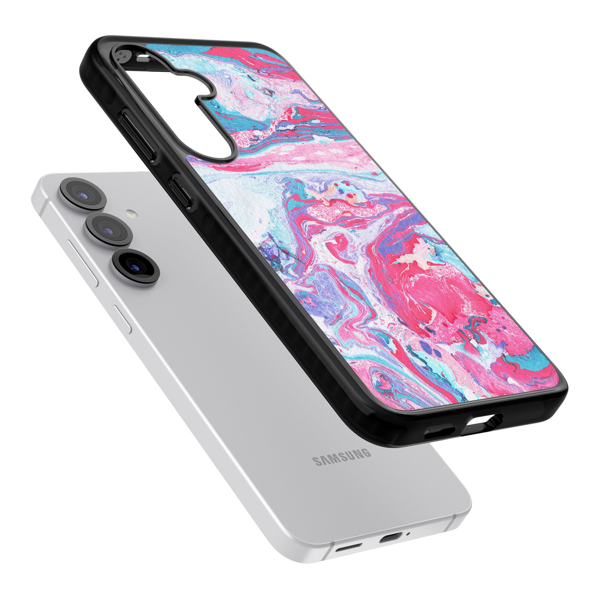 Pink, Blue & Purple Marbled Paper Pattern