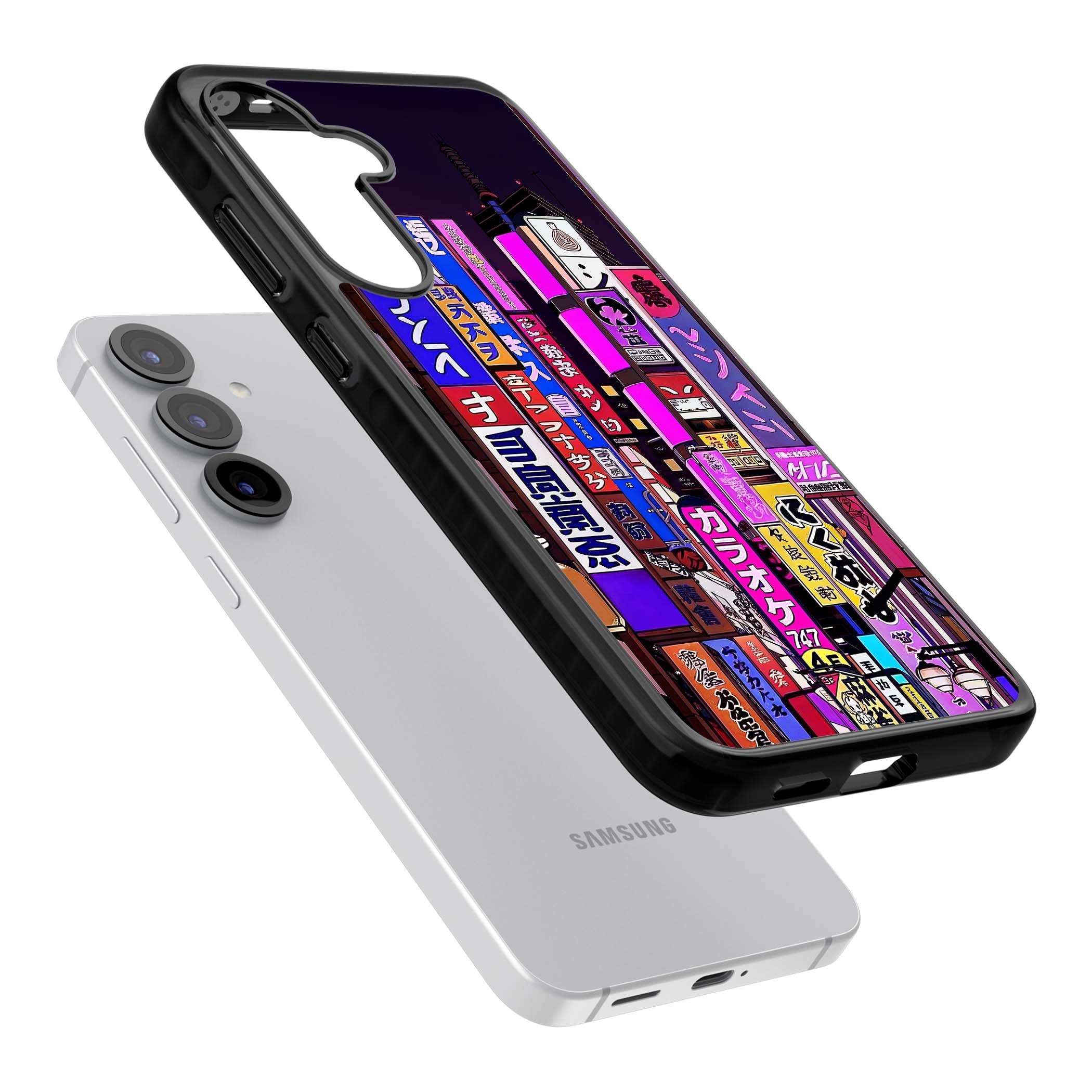NEON NIGHT anime iPhone case | Black Impact case for Samsung Galaxy S25, Samsung Galaxy S25 Plus