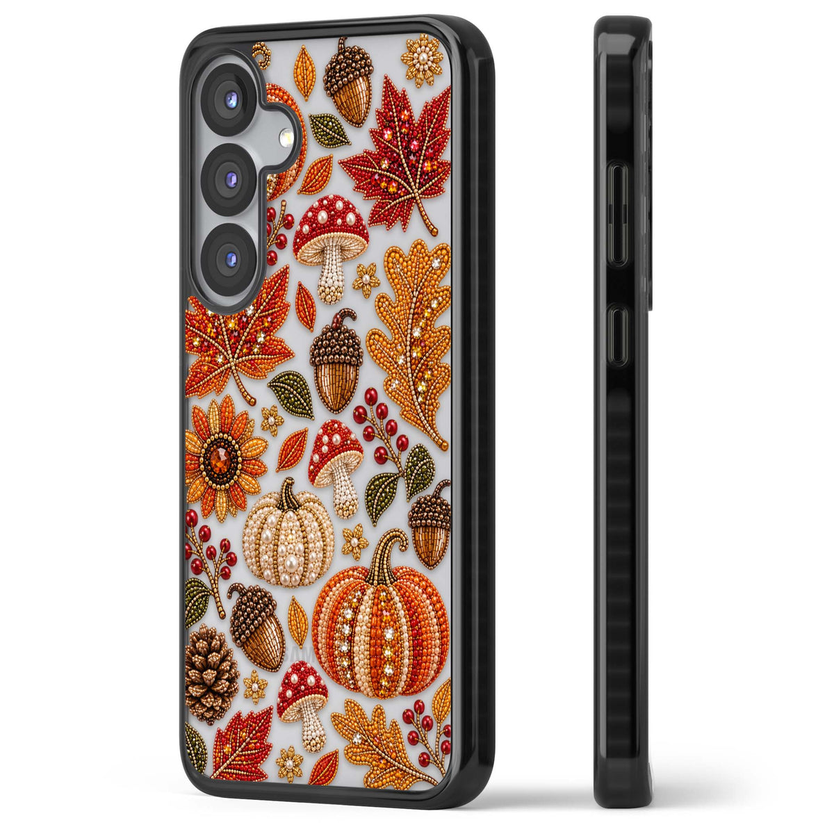 Beaded Autumn iPhone case | Black Impact case for Samsung Galaxy S25, Samsung Galaxy S25 Plus
