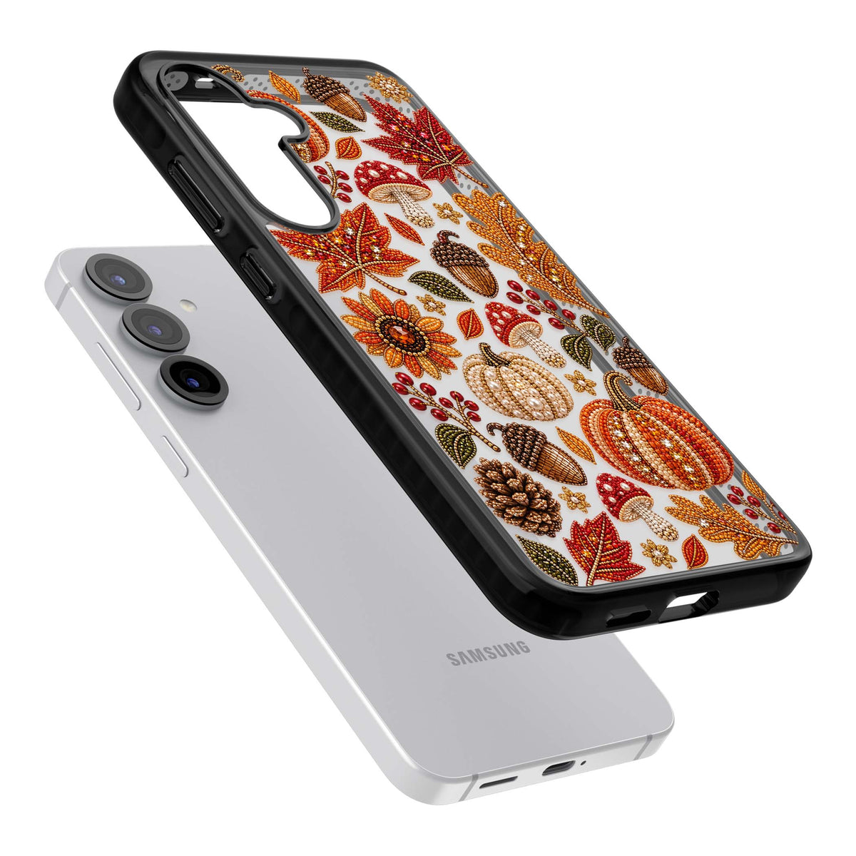 Beaded Autumn iPhone case | Black Impact case for Samsung Galaxy S25, Samsung Galaxy S25 Plus