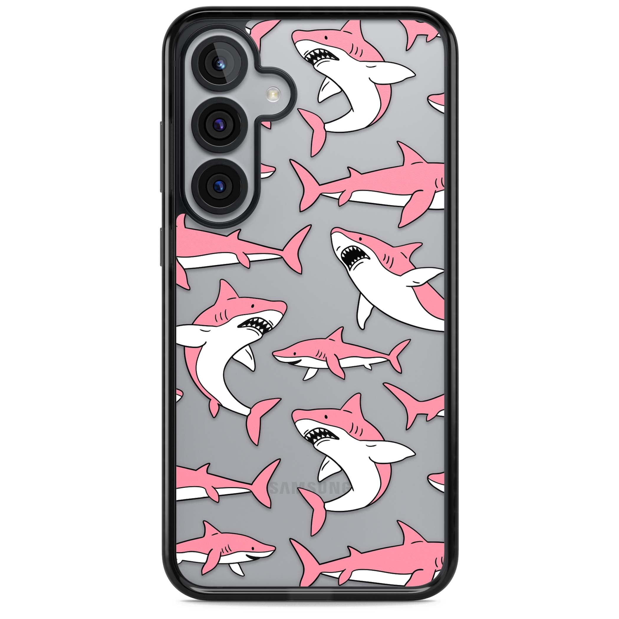 Bubblegum Sharks for her iPhone case | Black Impact case for Samsung Galaxy S25, Samsung Galaxy S25 Plus