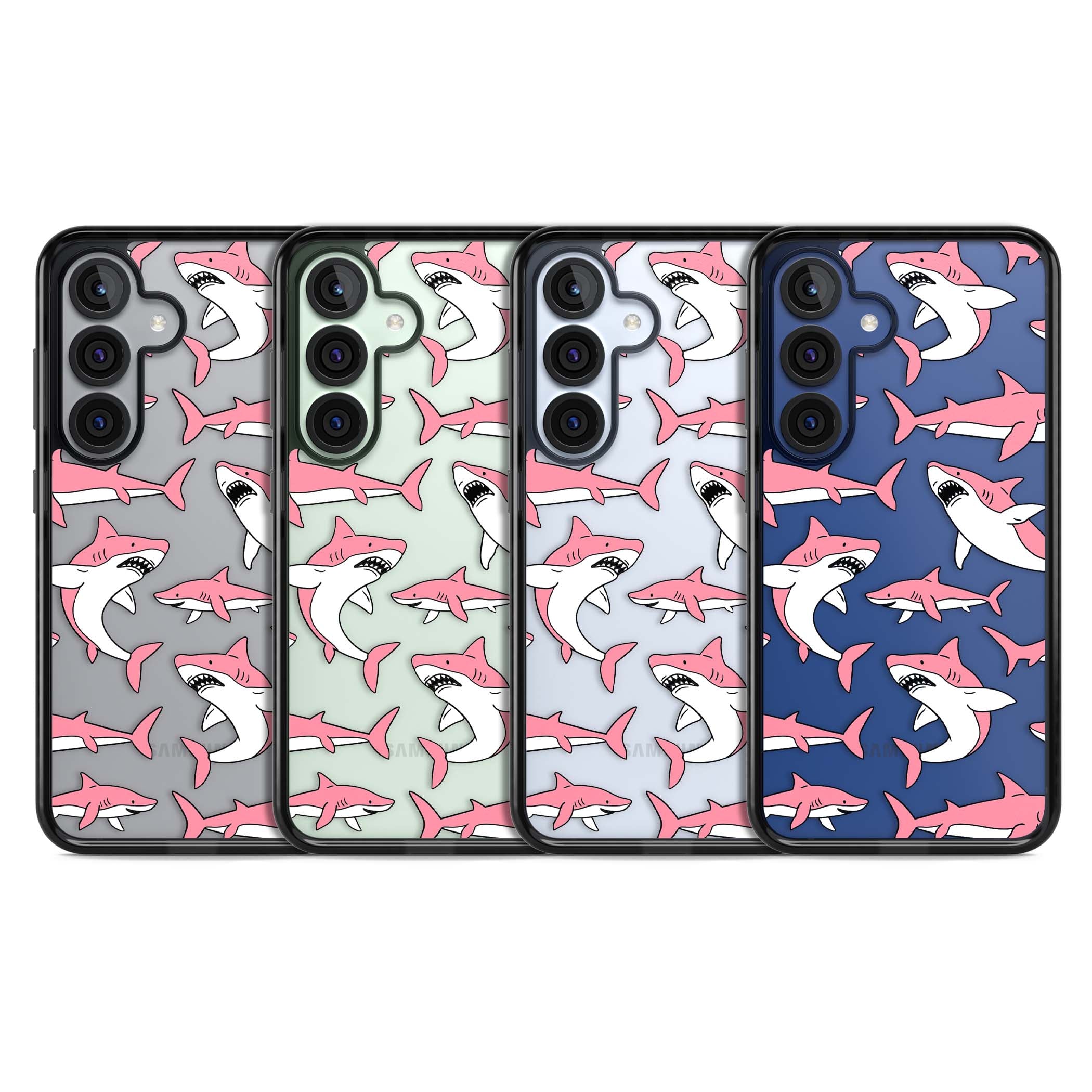 Bubblegum Sharks for her iPhone case | Black Impact case for Samsung Galaxy S25, Samsung Galaxy S25 Plus