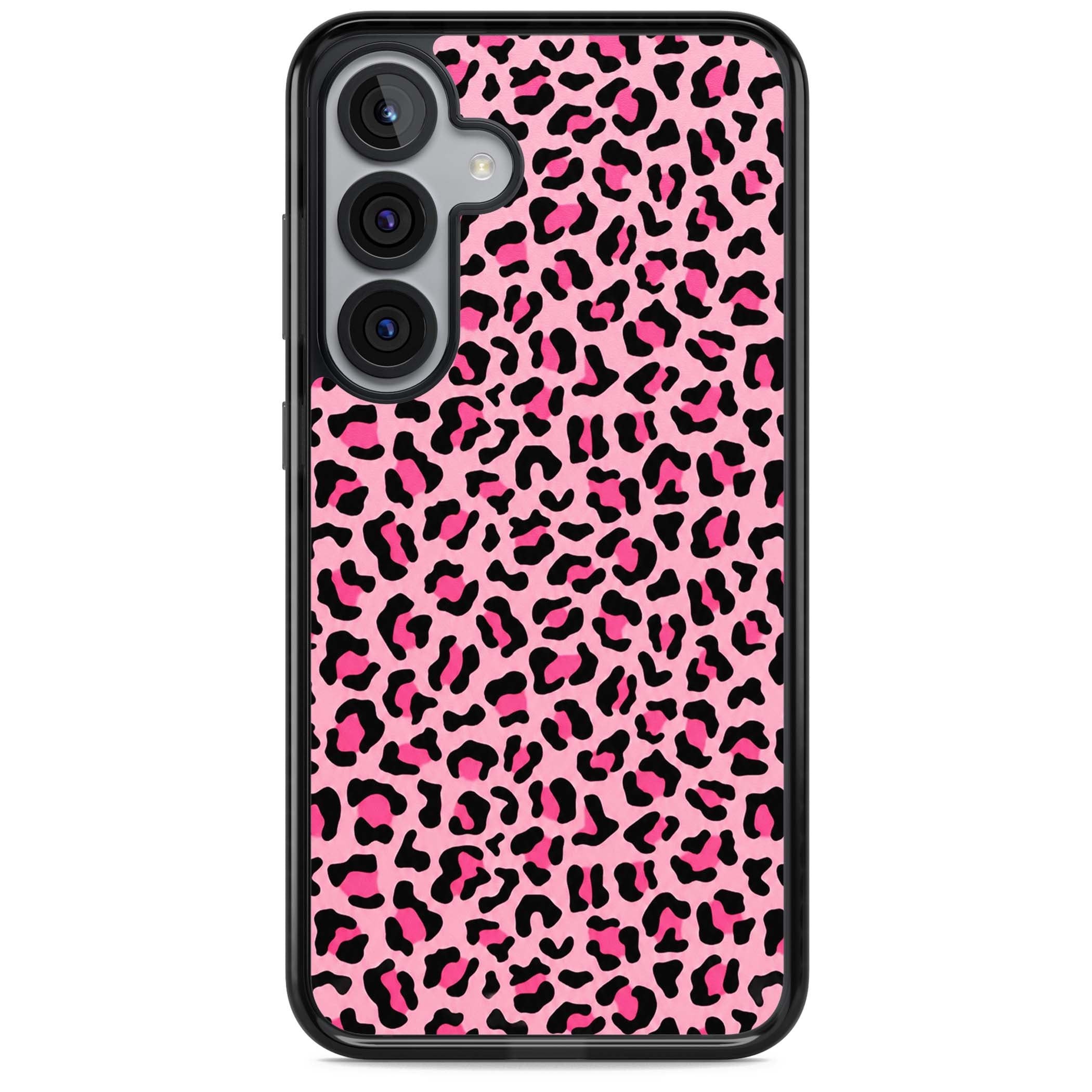 Pink Leopard baddie iPhone case | Black Impact case for Samsung Galaxy S25, Samsung Galaxy S25 Plus