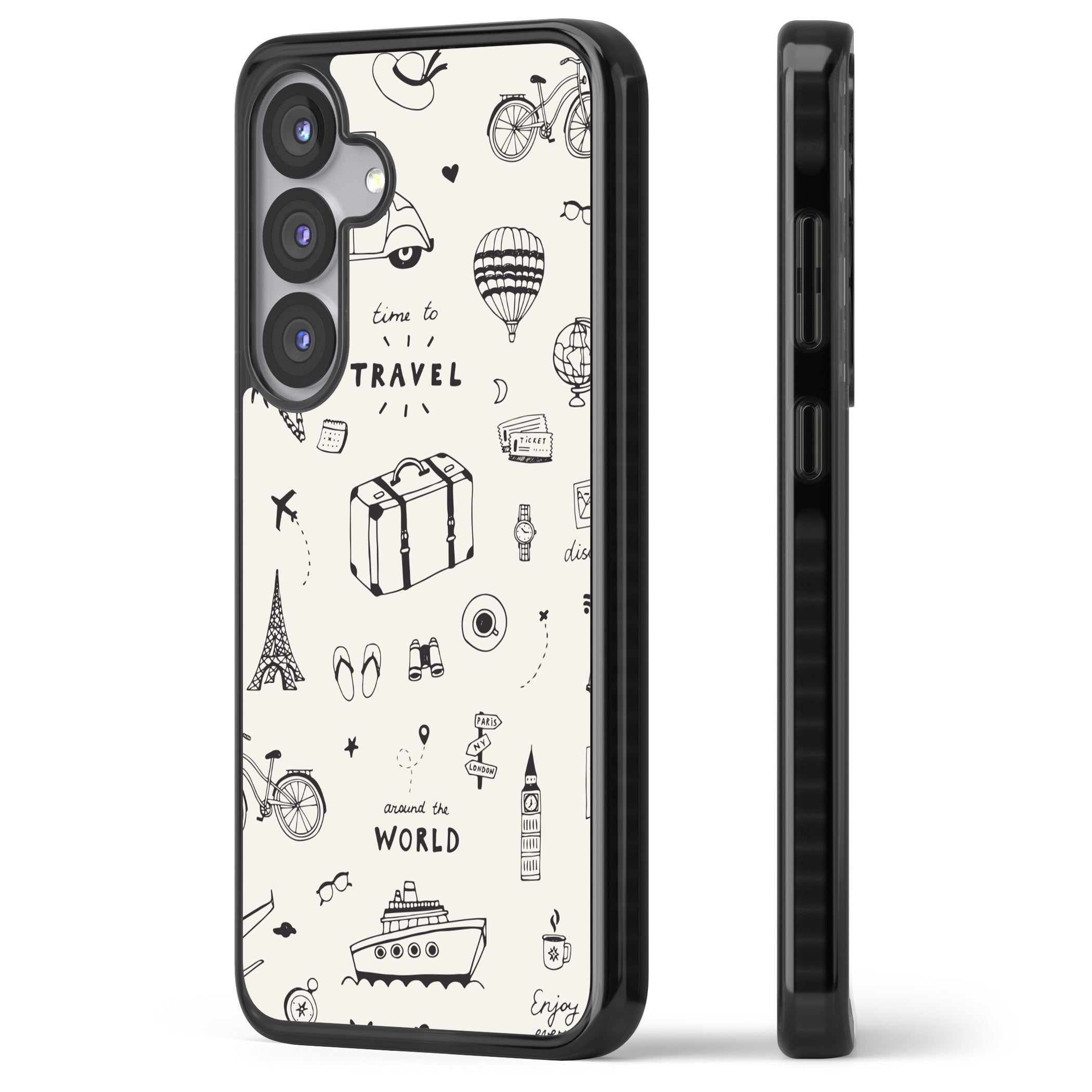 Cute Travel Pattern, White On