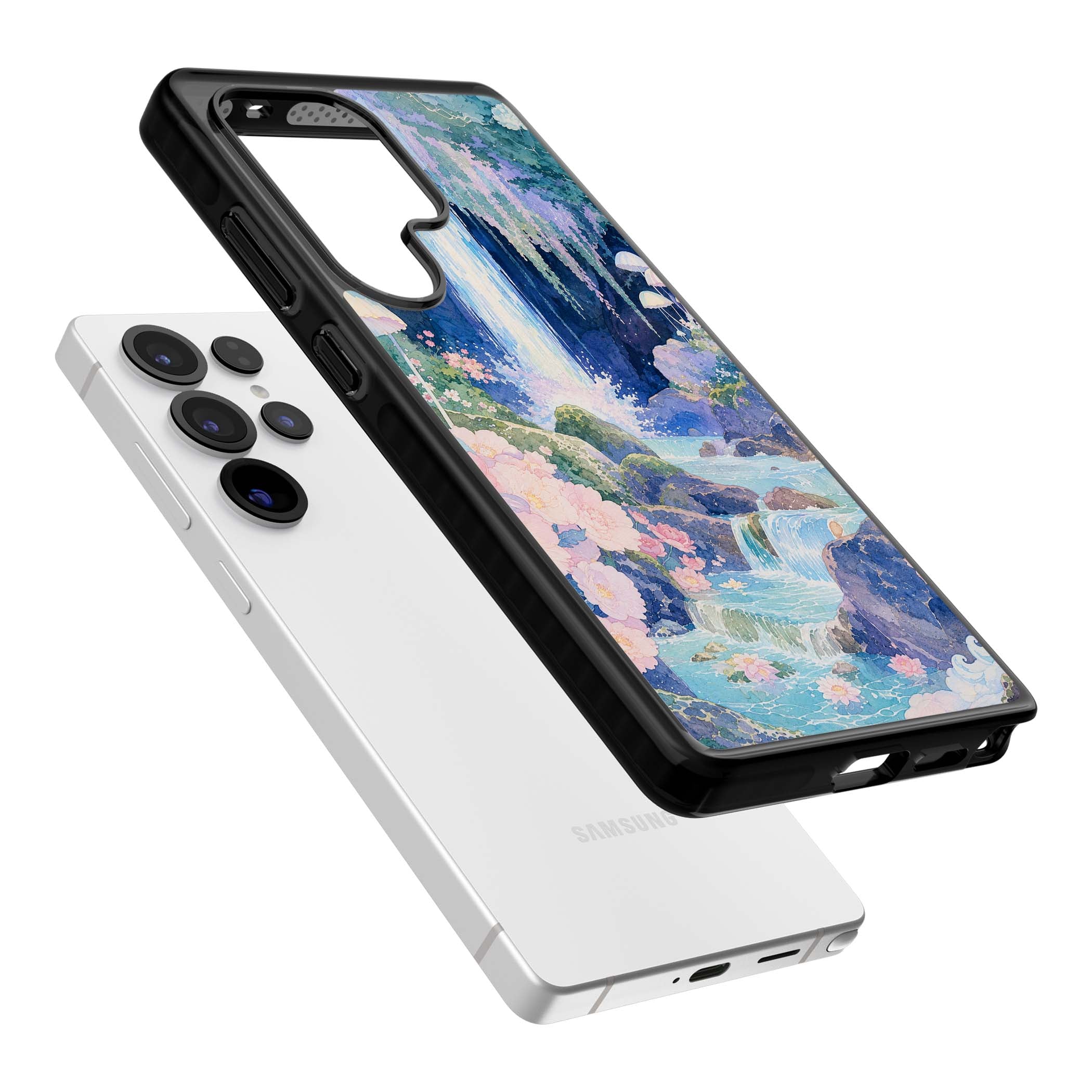 Mystic Waterfall art iPhone case | Black Impact case for Samsung Galaxy S25 Ultra