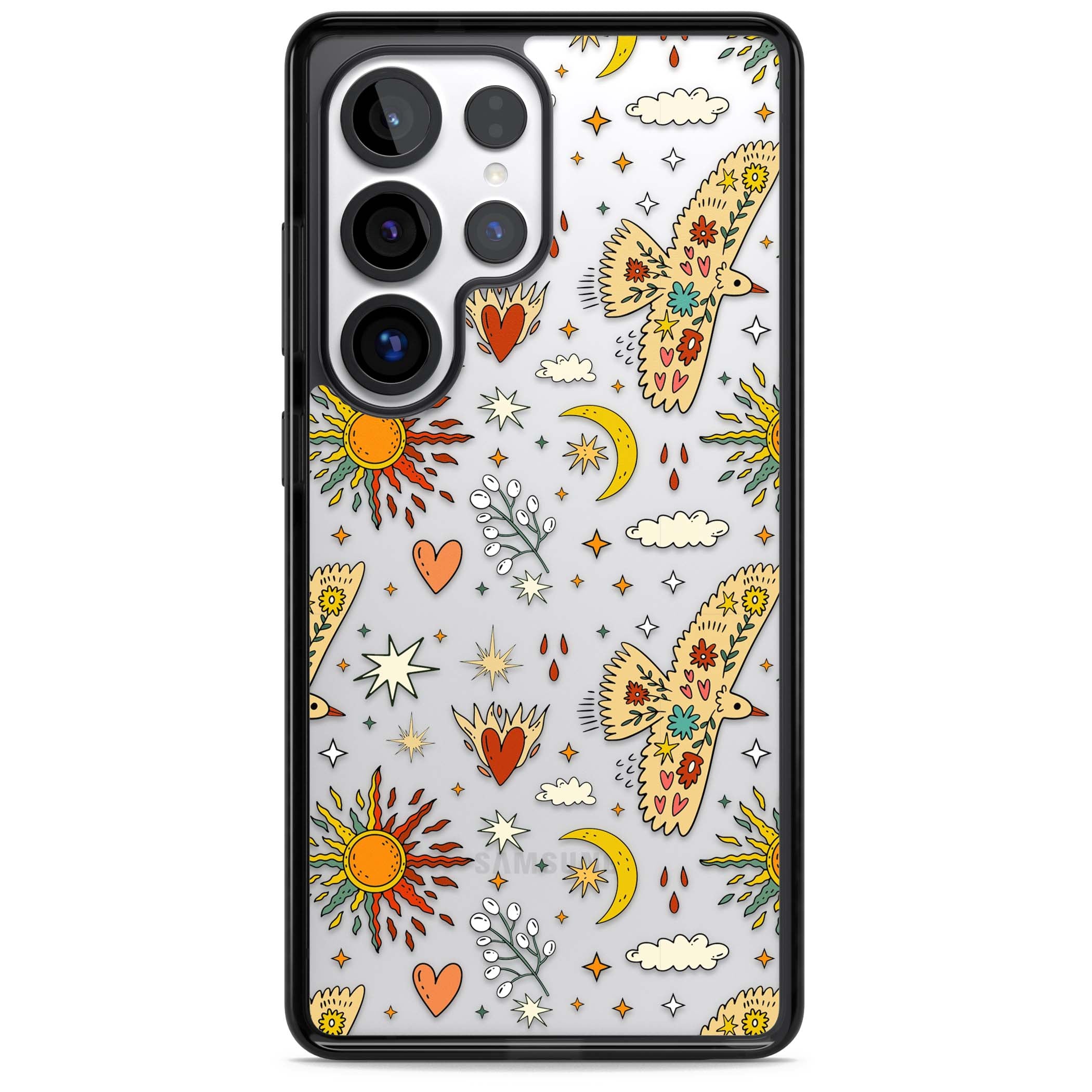 Boho Celestial Floral Bird Sun