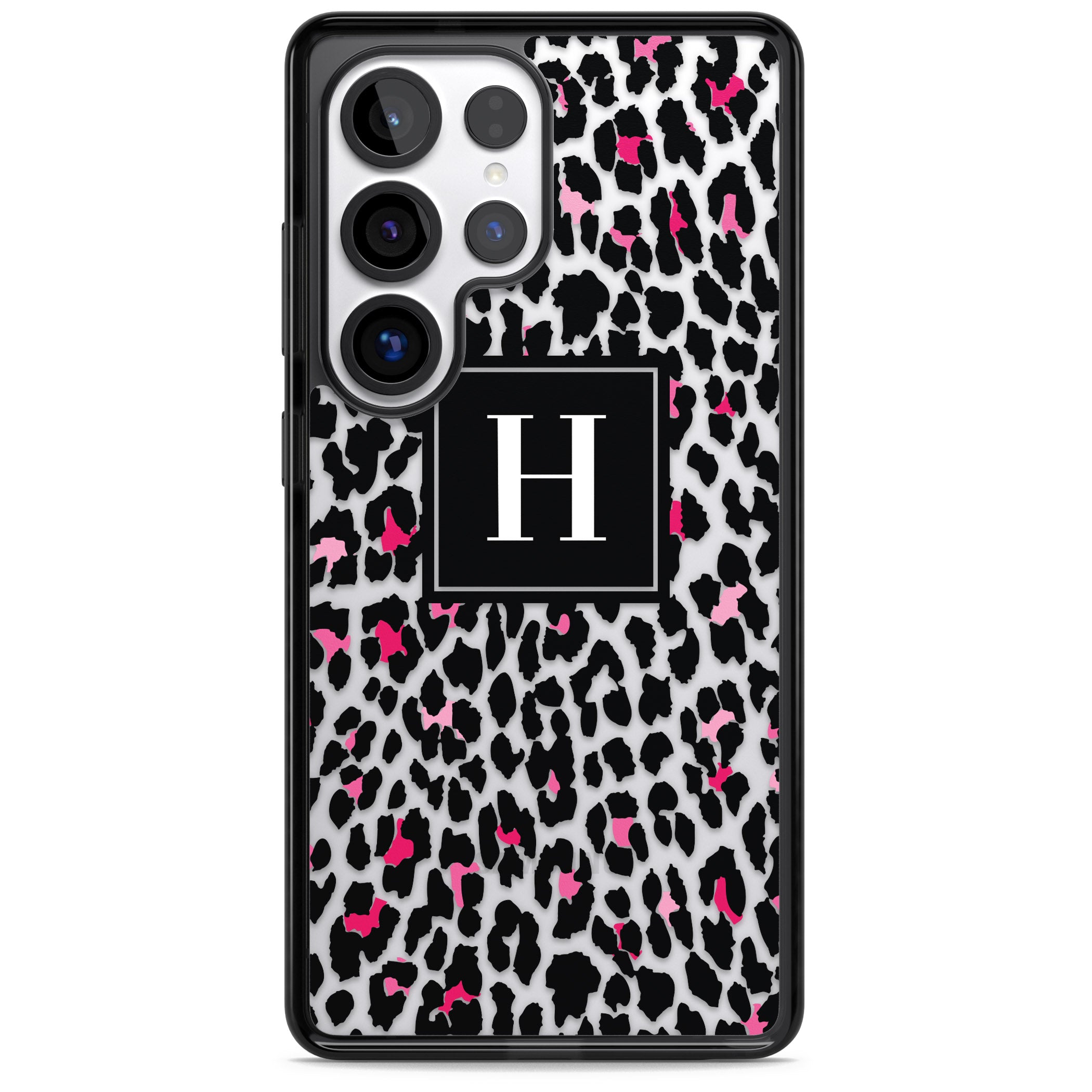 Personalised Clear Pink Leopard Monogram