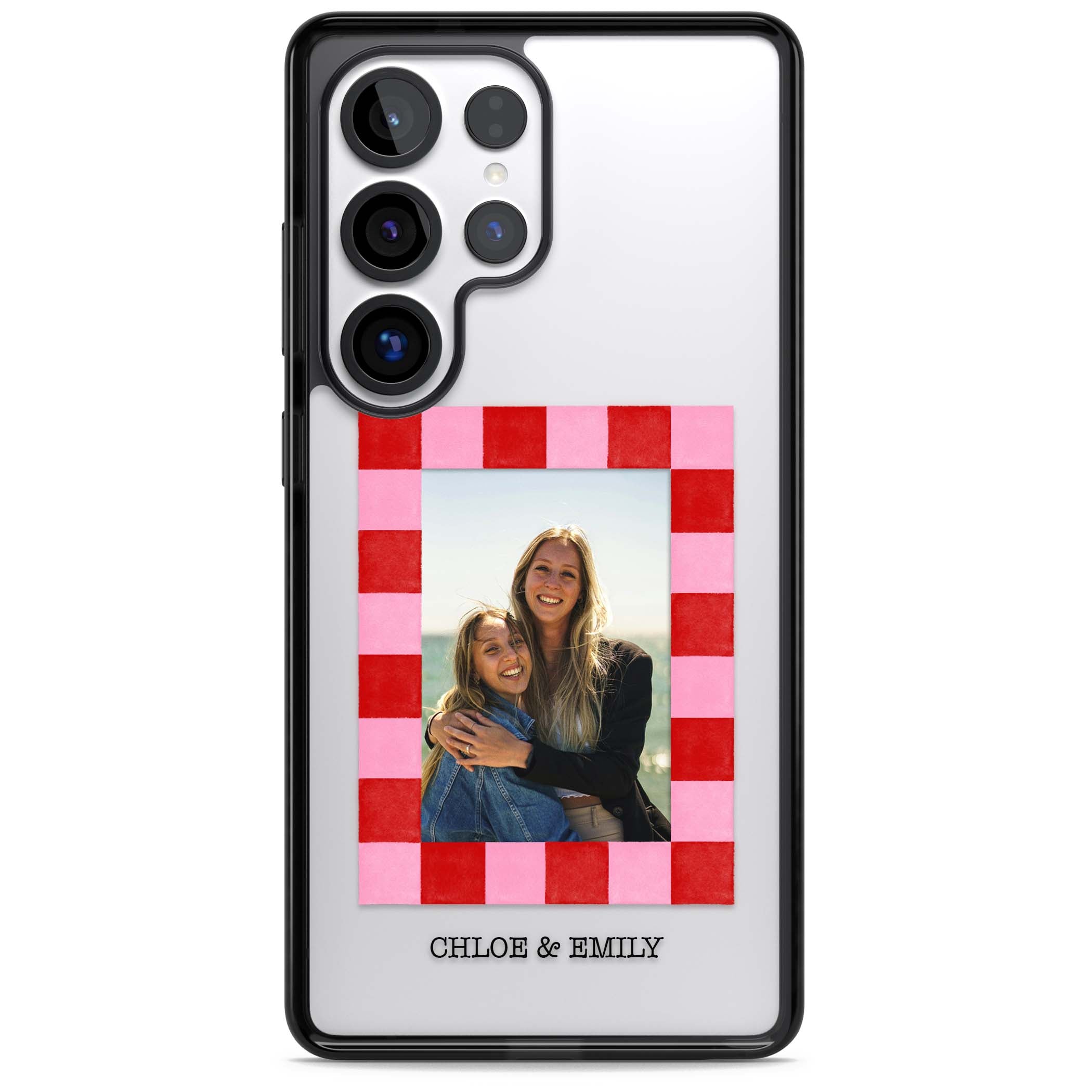 Bubblegum Check Photo for her iPhone case | Black Impact case for Samsung Galaxy S25 Ultra